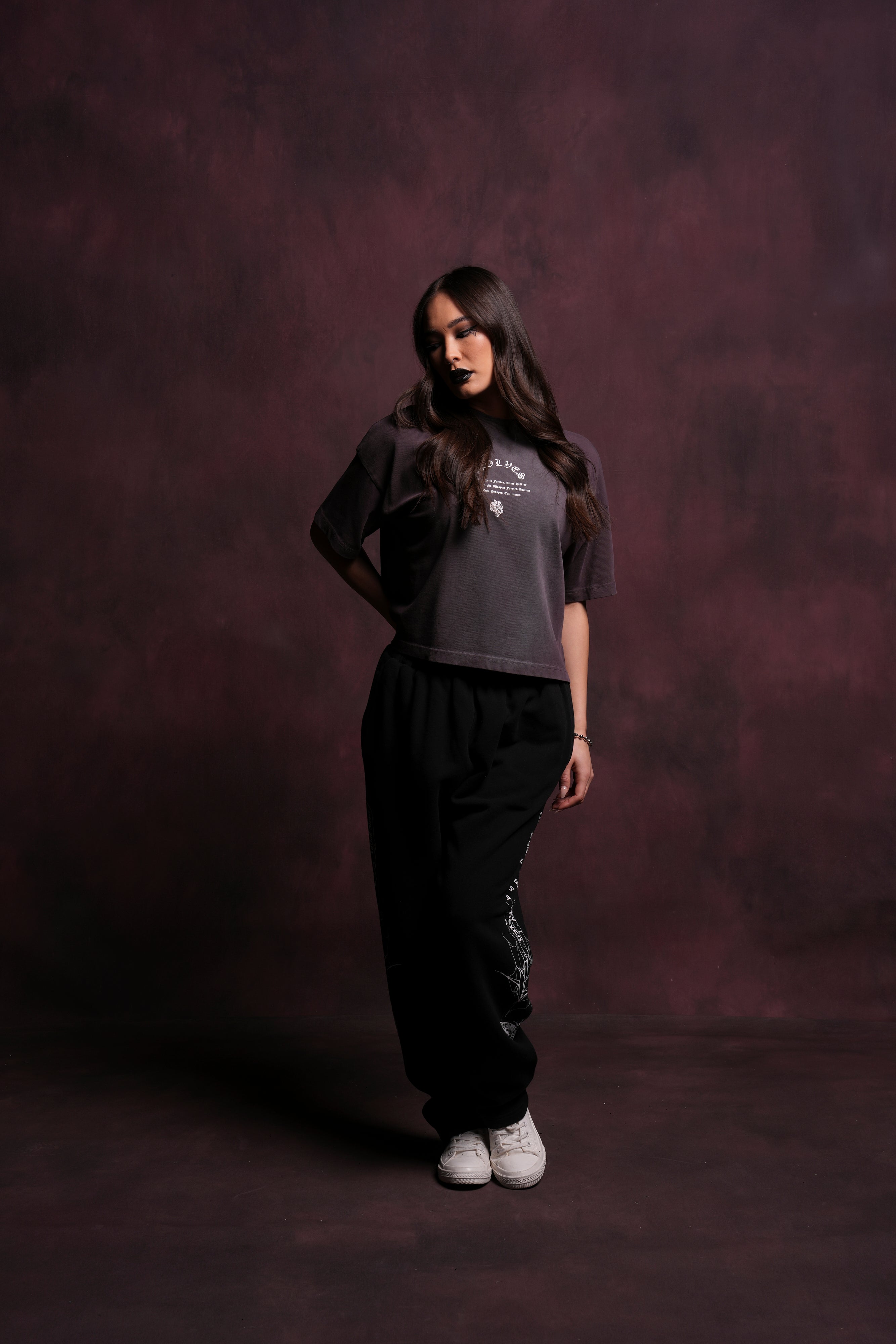 Her Darcness Ultrawide "Premium" (Cropped) Tee in Purple Night Tonal Sun Fade