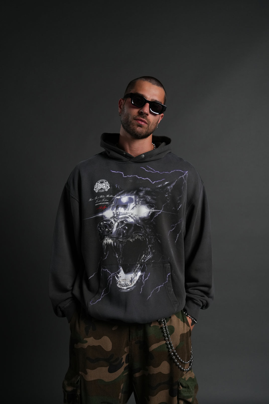 Eye of the Beast "Pierce" Hoodie in Wolf Gray Drift Wash