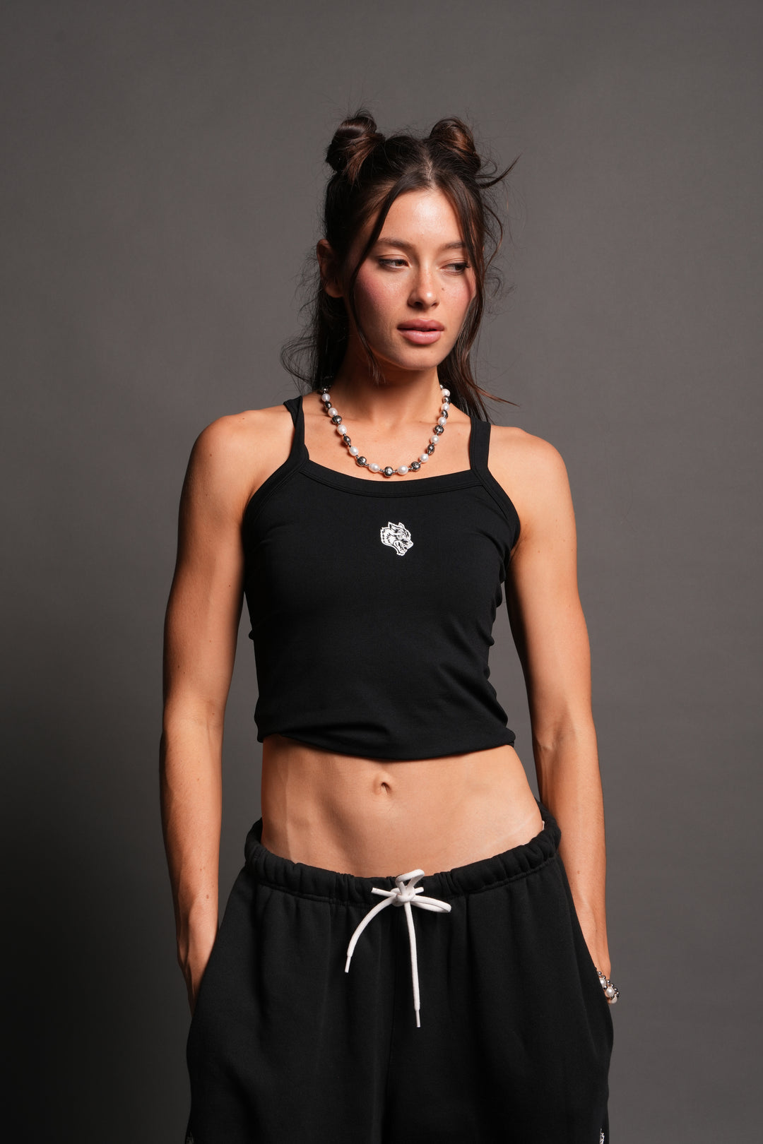 Wolf Head Hannah Long Soft Seamless Tank In Black