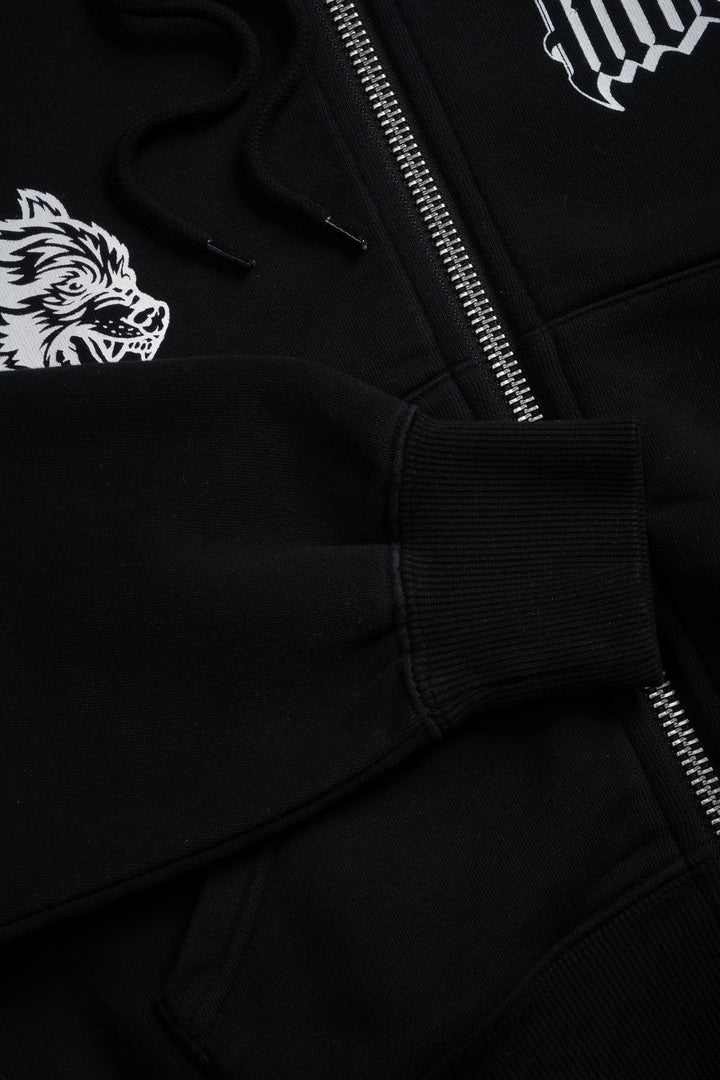 Our Passion "Sage" (Cropped) Zip Hoodie in Black