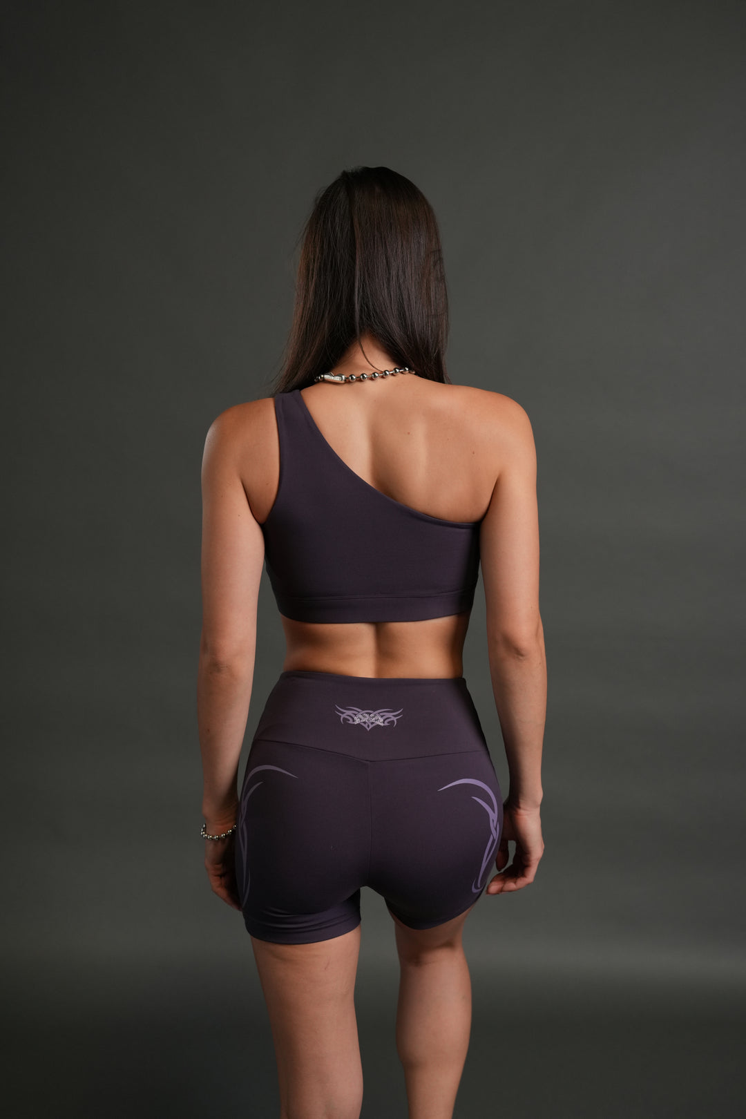 Finite Flame One Shoulder Sports Bra in Phantom Purple