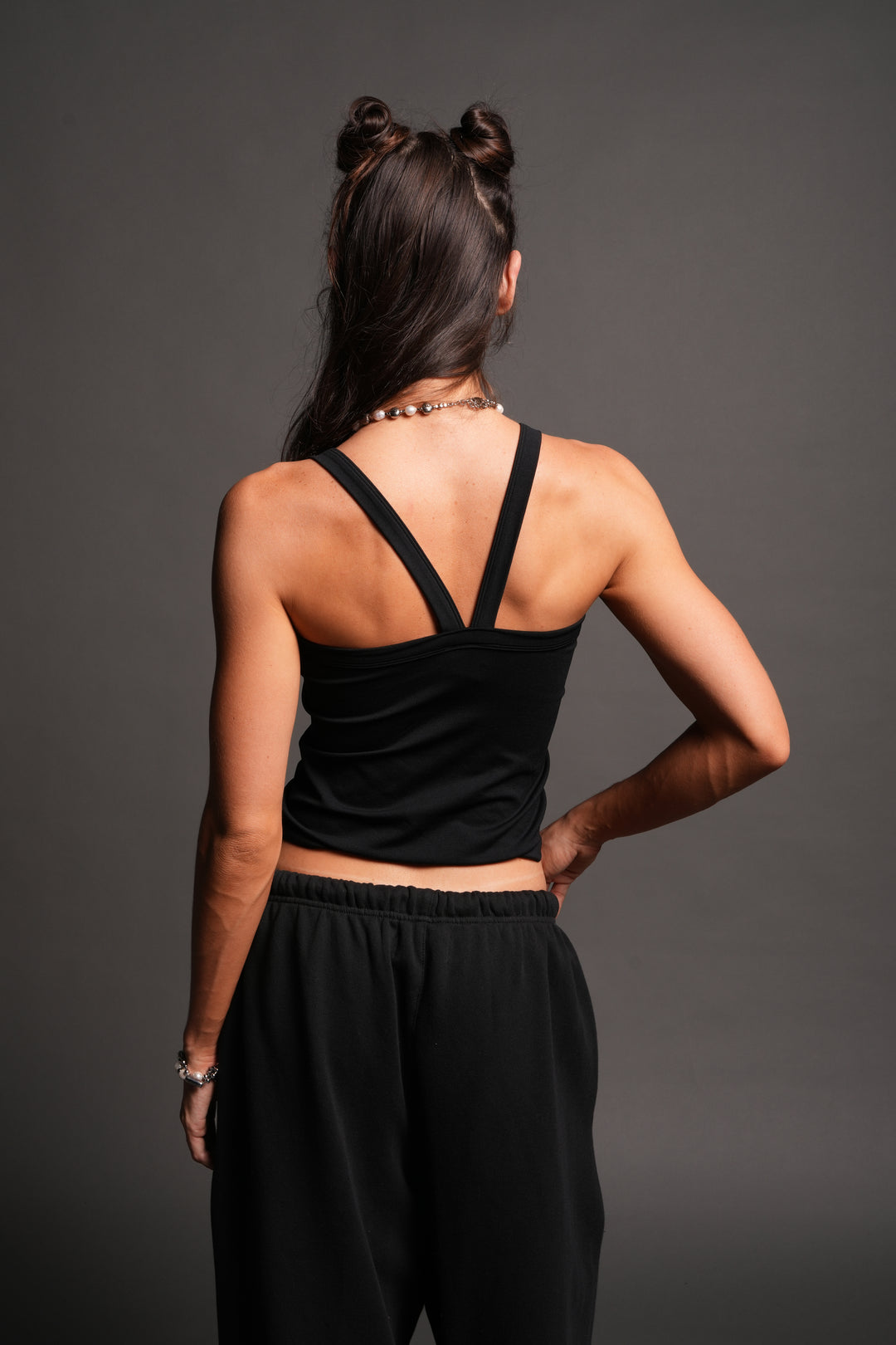 Wolf Head Hannah Long Soft Seamless Tank In Black