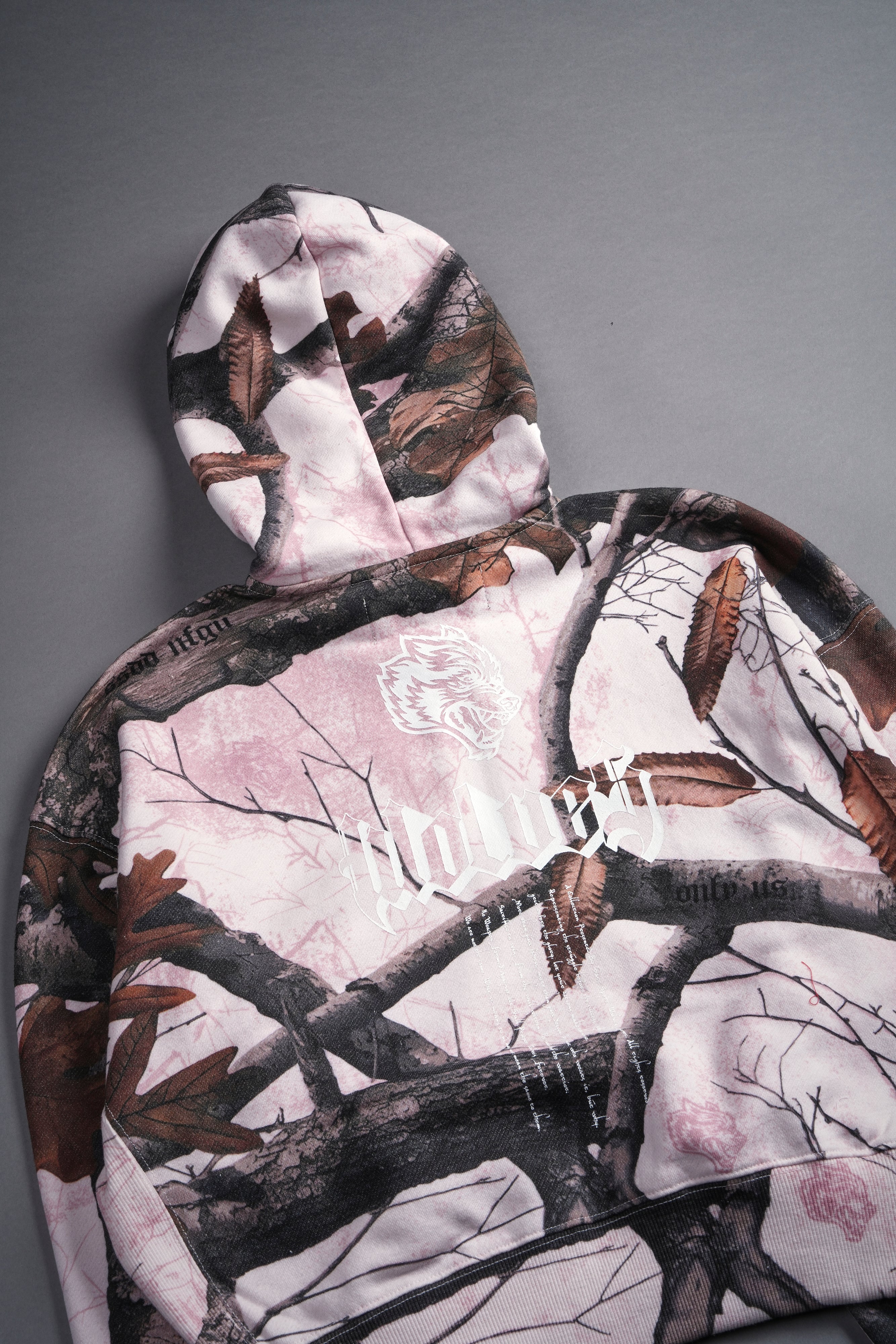 Our Passion "Sage" (Cropped) Zip Hoodie in Brown/Light Mauve Woodland Camo