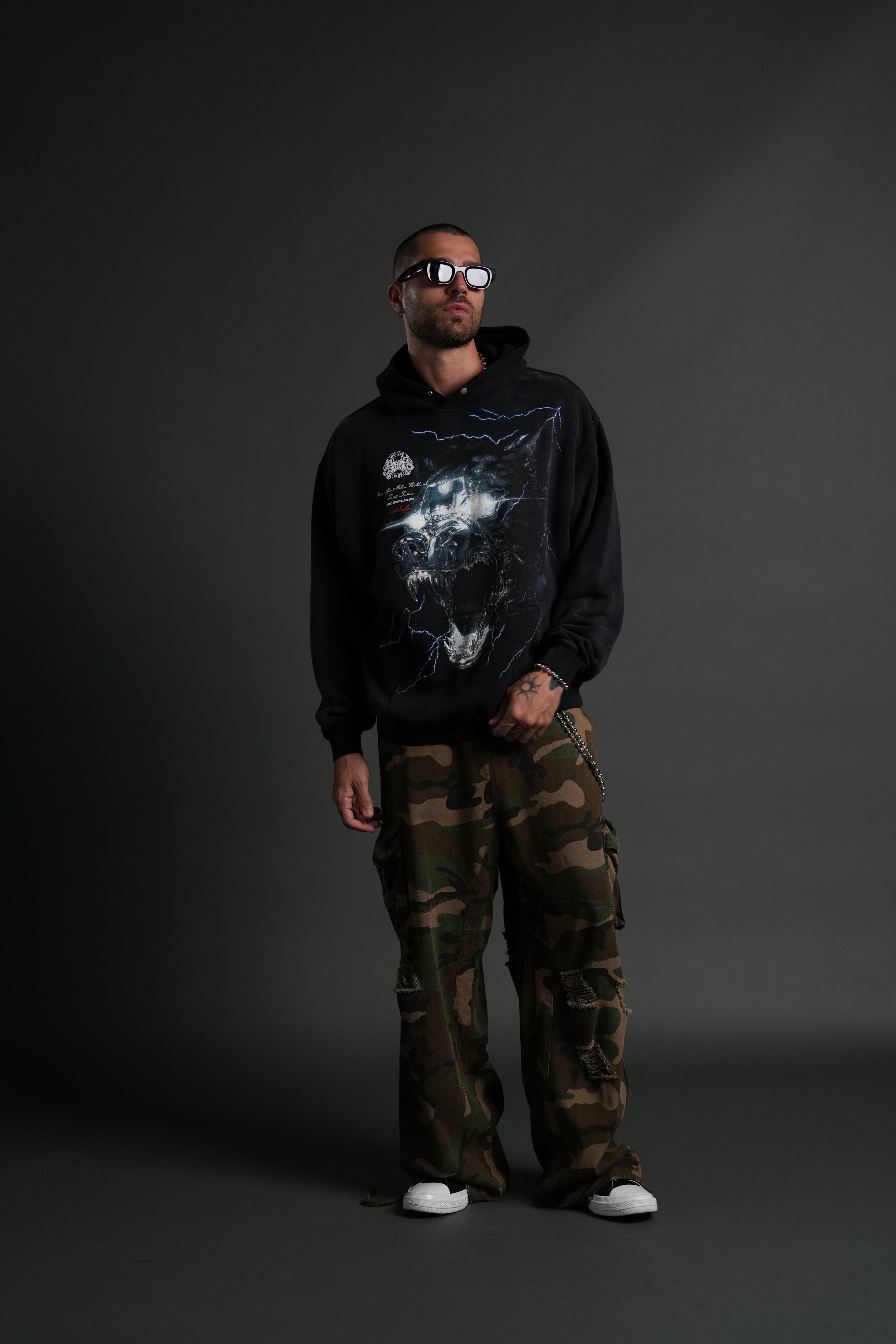 Eye of the Beast "Pierce" Hoodie in Black Drift Wash