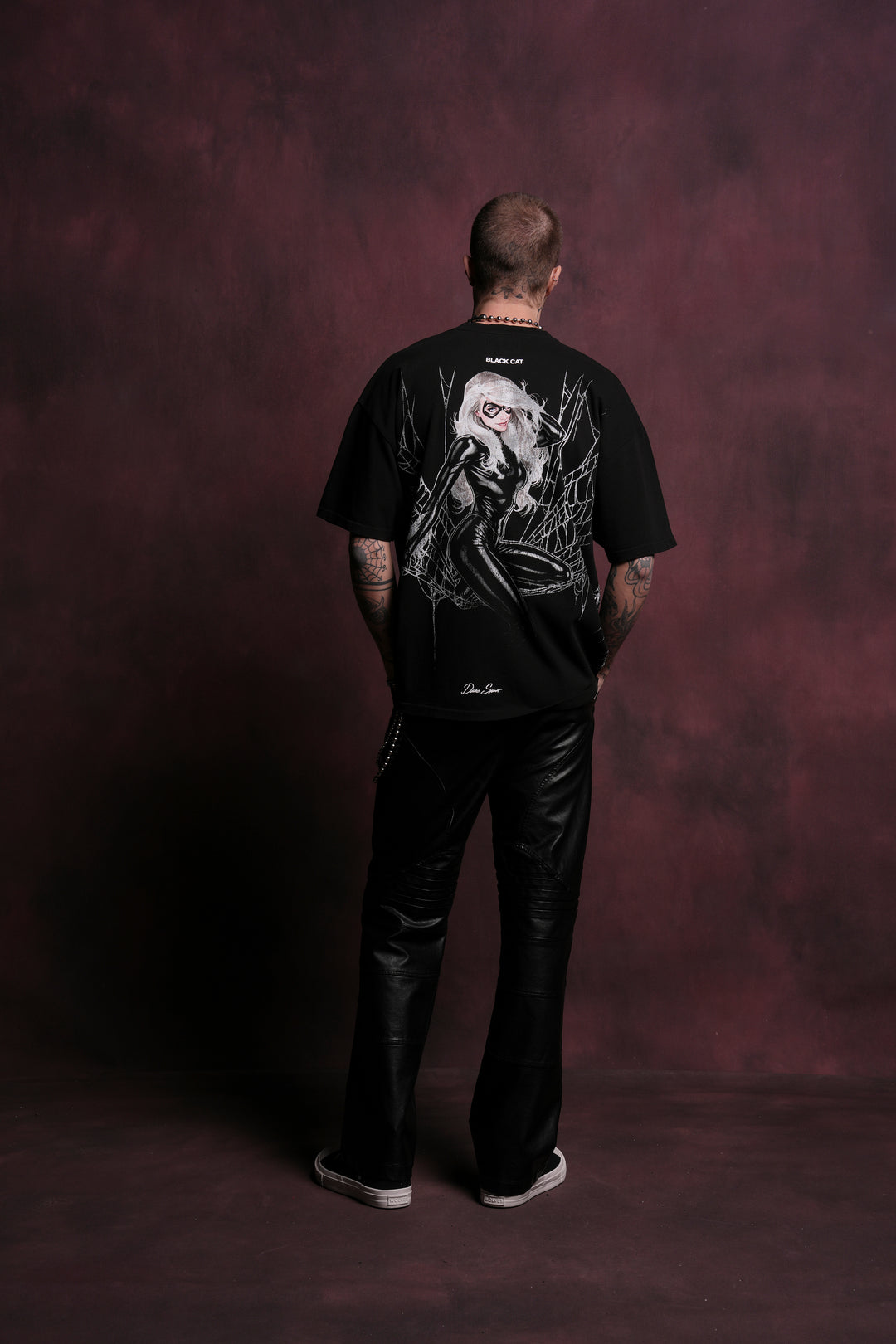 Blackcat "Side By Side" Series Oversized Tee in Black