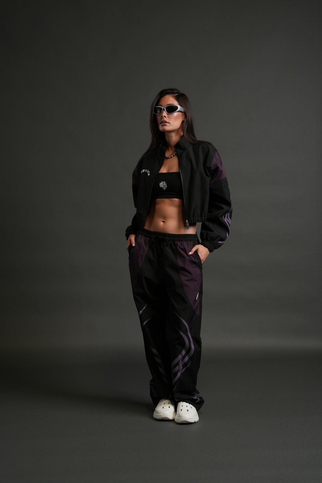Wolves Finite Code Nadia Track Jacket in Black/Phantom Purple