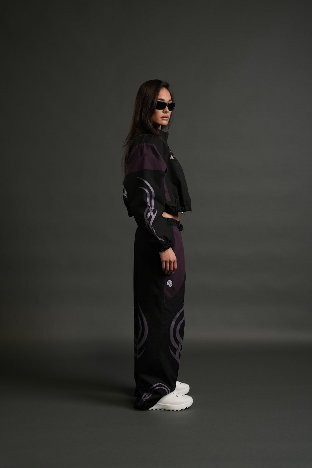 Wolves Finite Code Nadia Track Jacket in Black/Phantom Purple