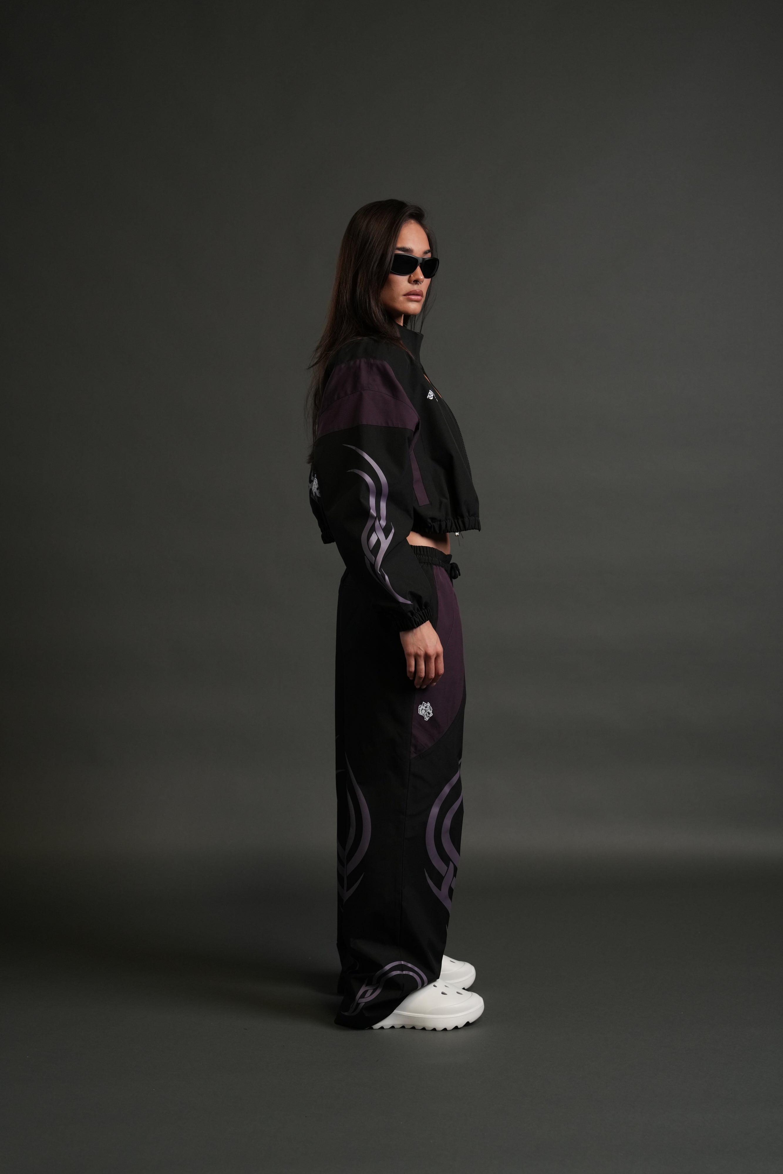 Wolves Finite Code Nadia Track Jacket in Black/Phantom Purple