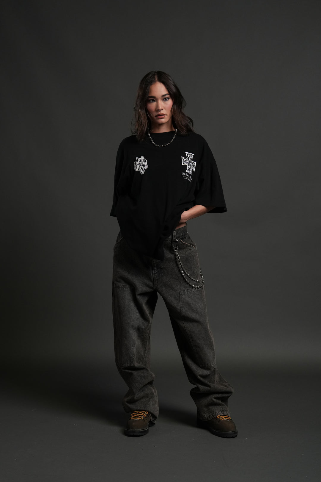 Iron Wolf Pack "Premium" Oversized Tee in Black