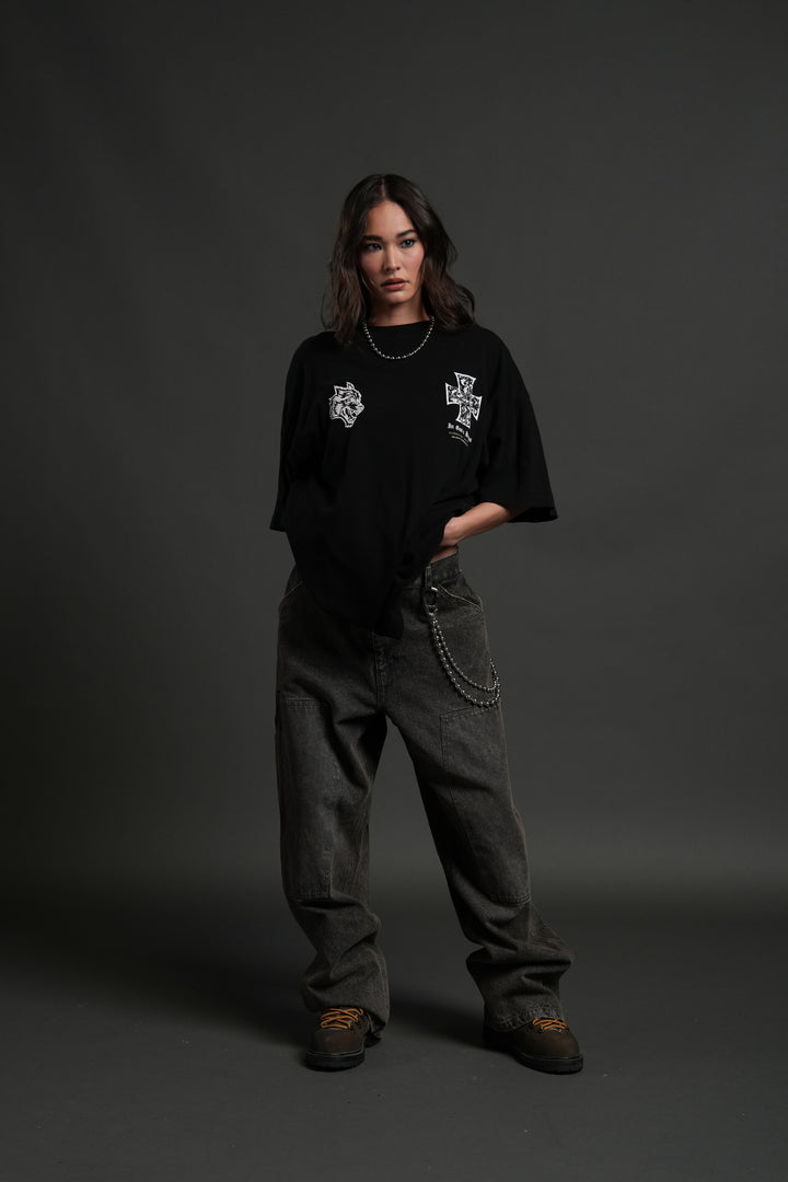 Iron Wolf Pack "Premium" Oversized Tee in Black