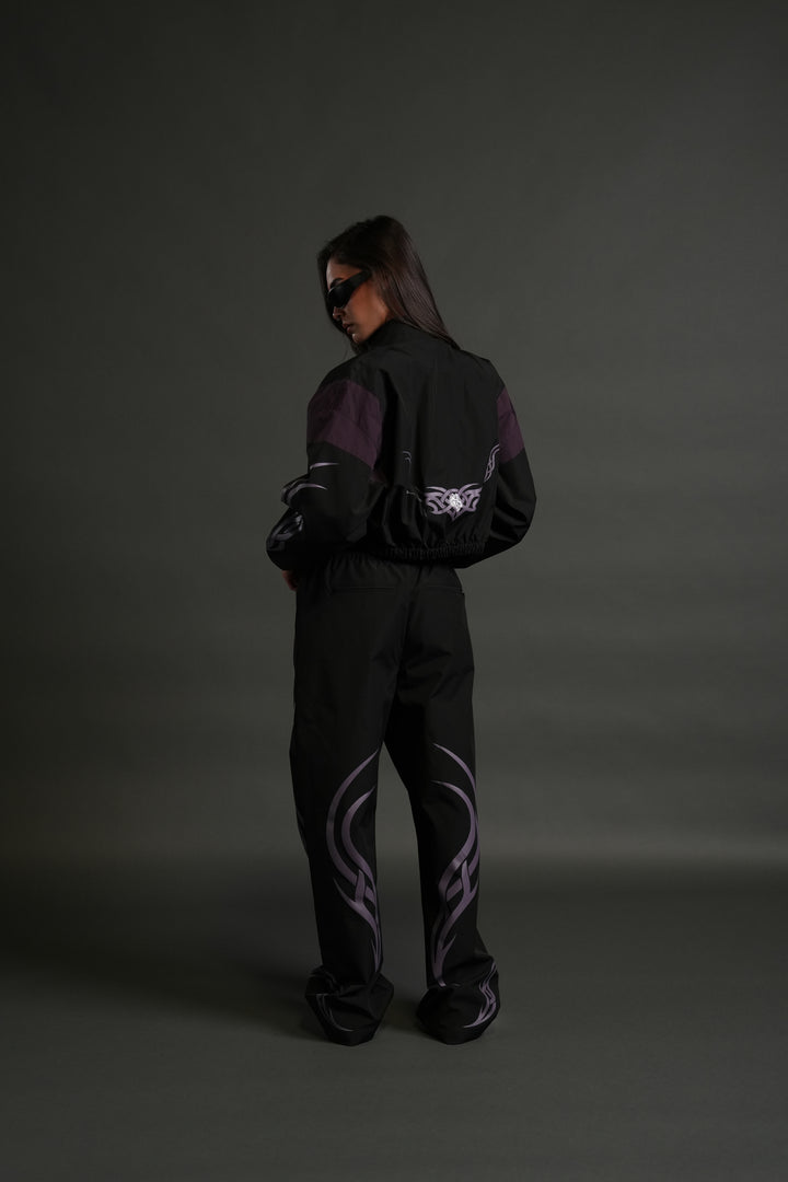 Dual Finite Code She Nadia Track Pants in Black/Phantom Purple