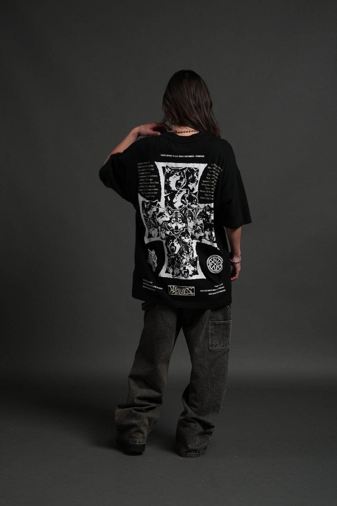 Iron Wolf Pack "Premium" Oversized Tee in Black