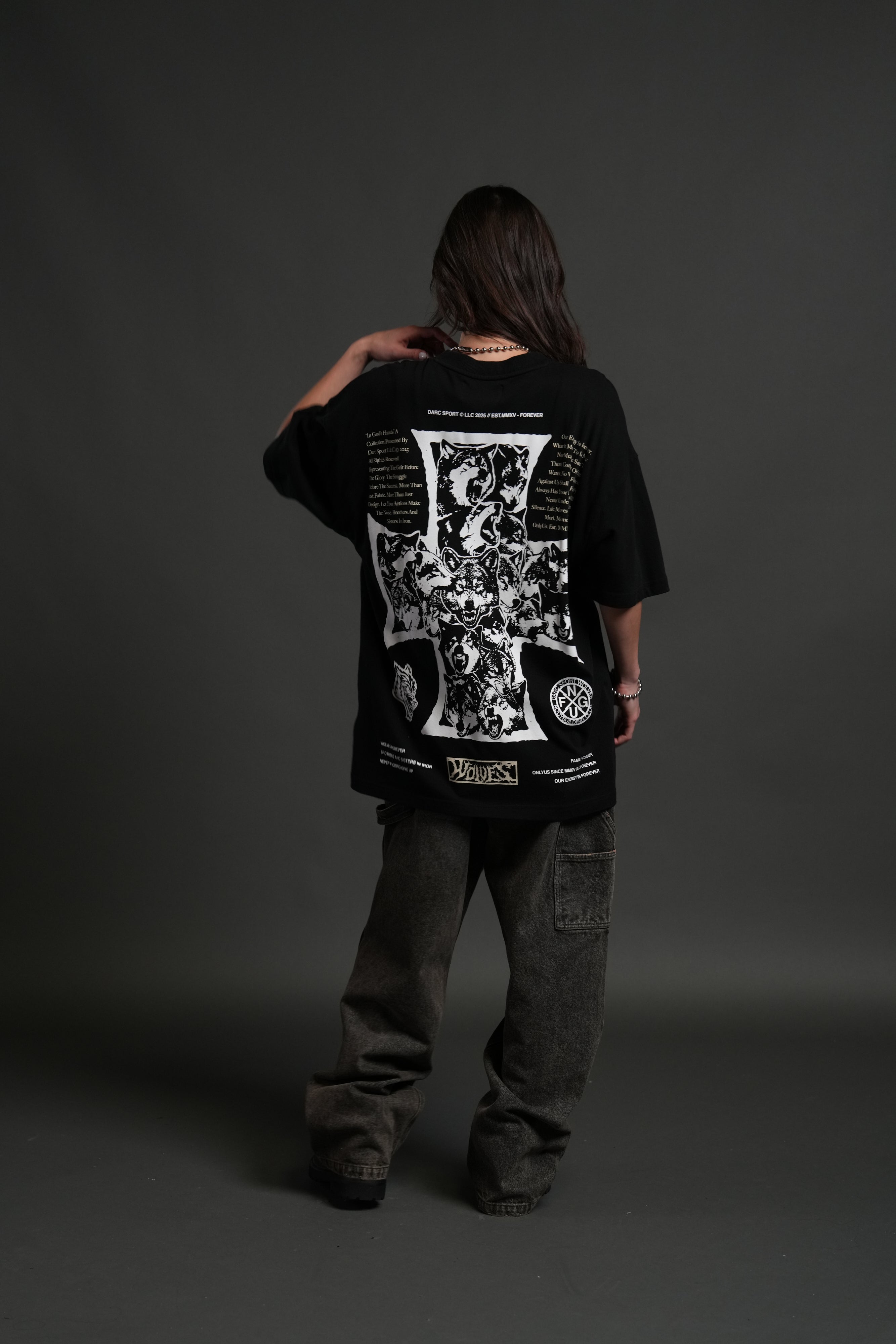 Iron Wolf Pack "Premium" Oversized Tee in Black