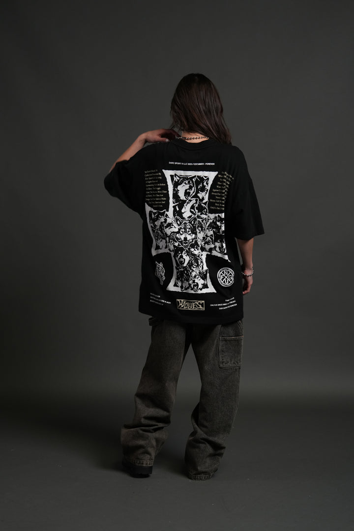 Iron Wolf Pack "Premium" Oversized Tee in Black