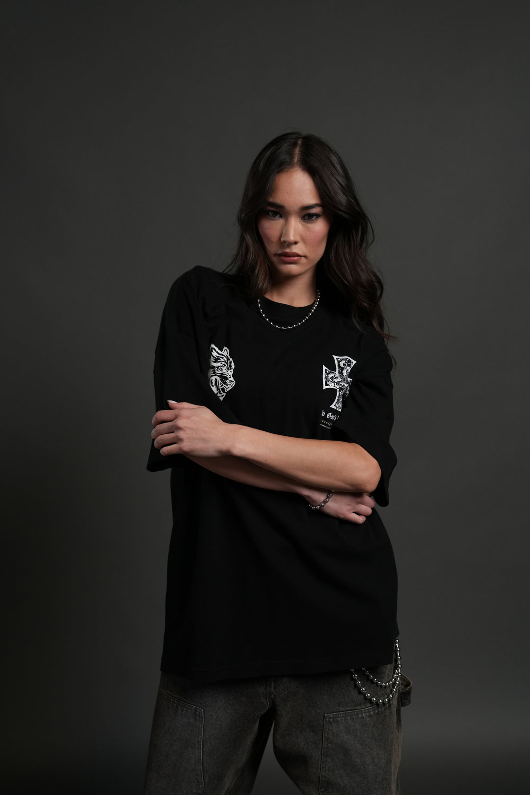 Iron Wolf Pack "Premium" Oversized Tee in Black
