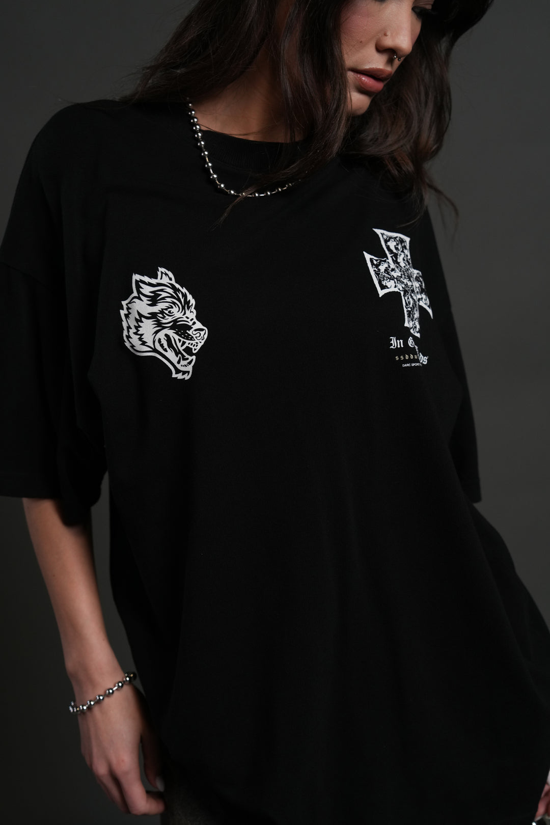 Iron Wolf Pack "Premium" Oversized Tee in Black