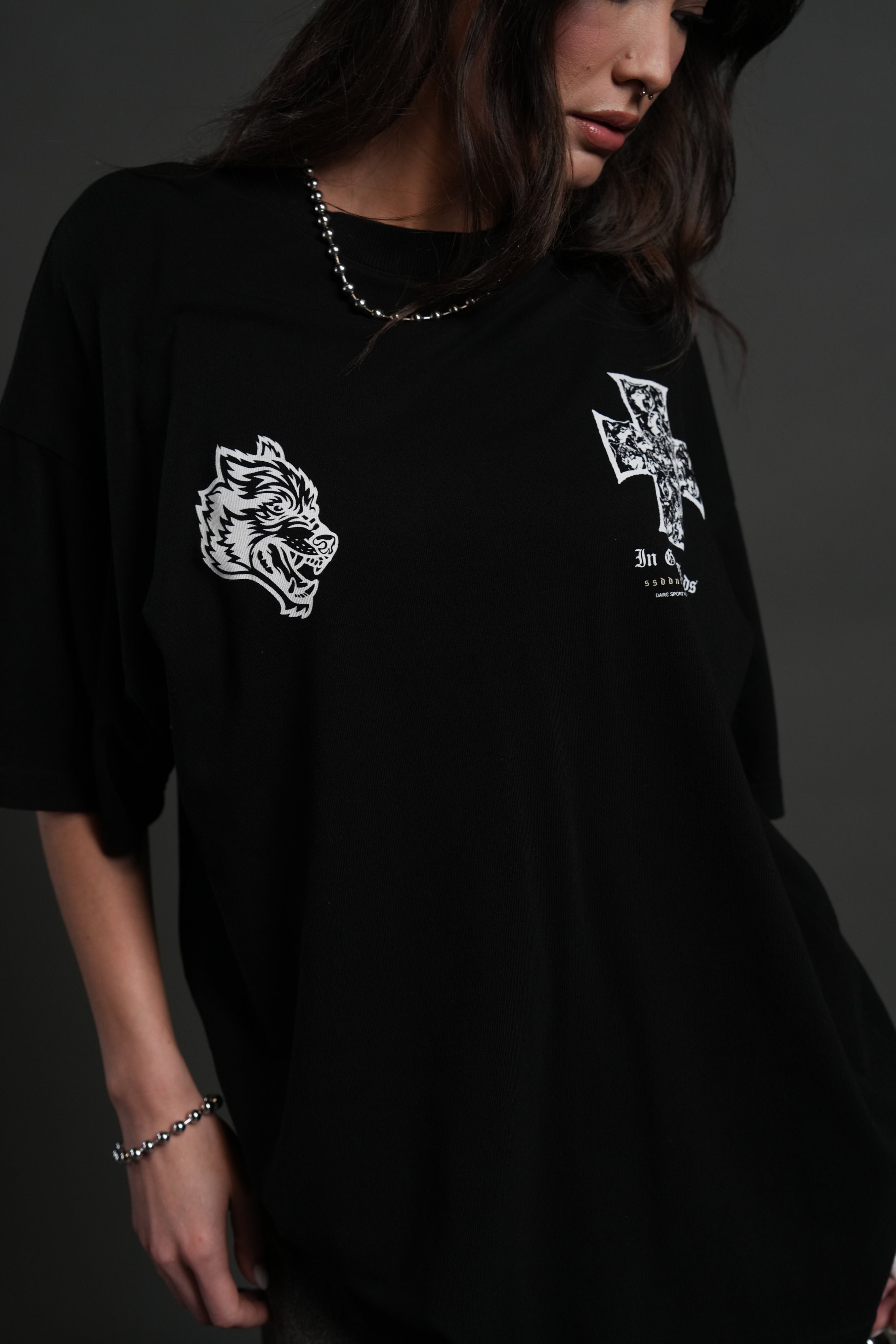 Iron Wolf Pack "Premium" Oversized Tee in Black