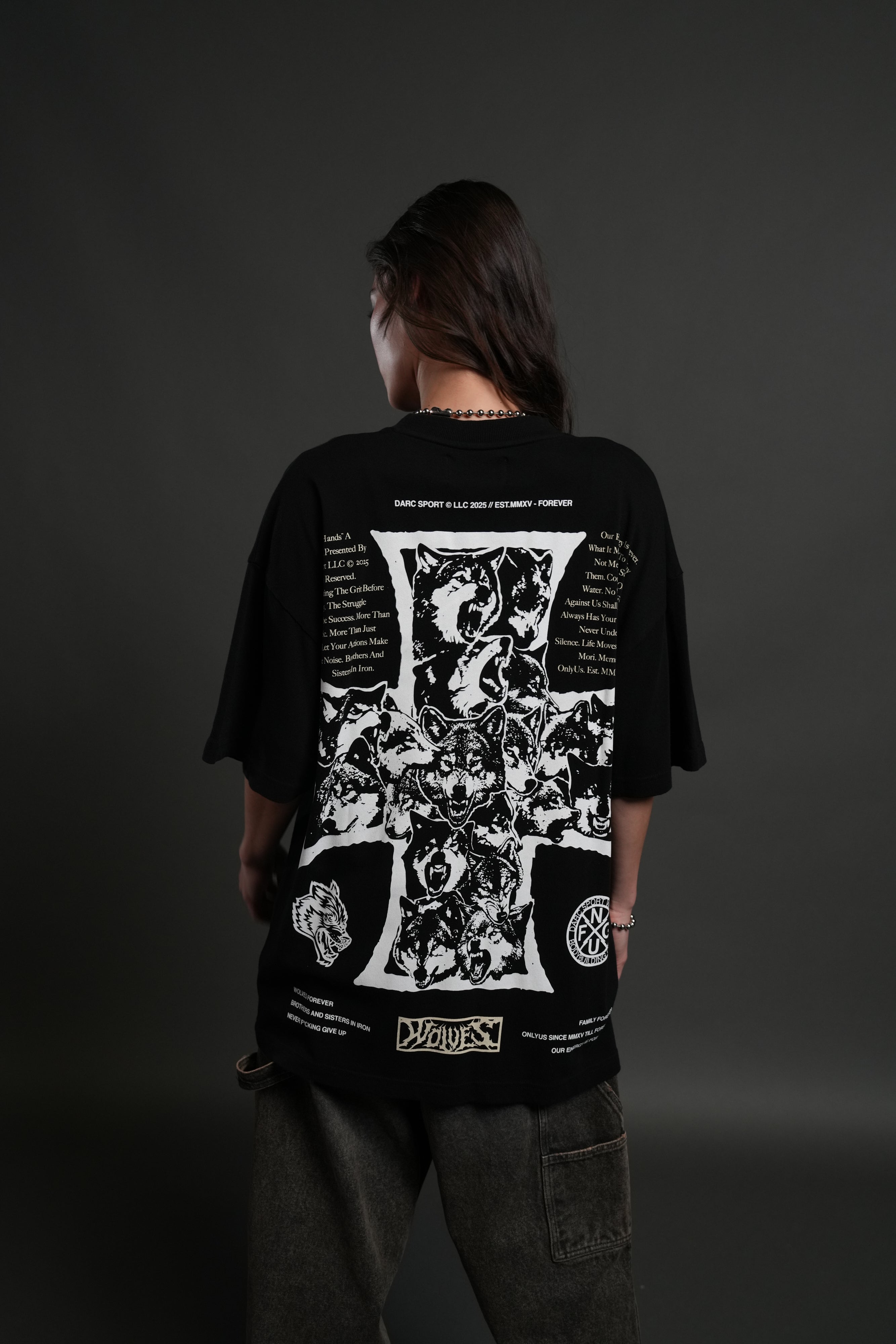 Iron Wolf Pack "Premium" Oversized Tee in Black