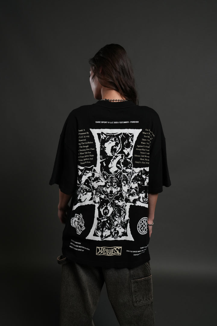 Iron Wolf Pack "Premium" Oversized Tee in Black