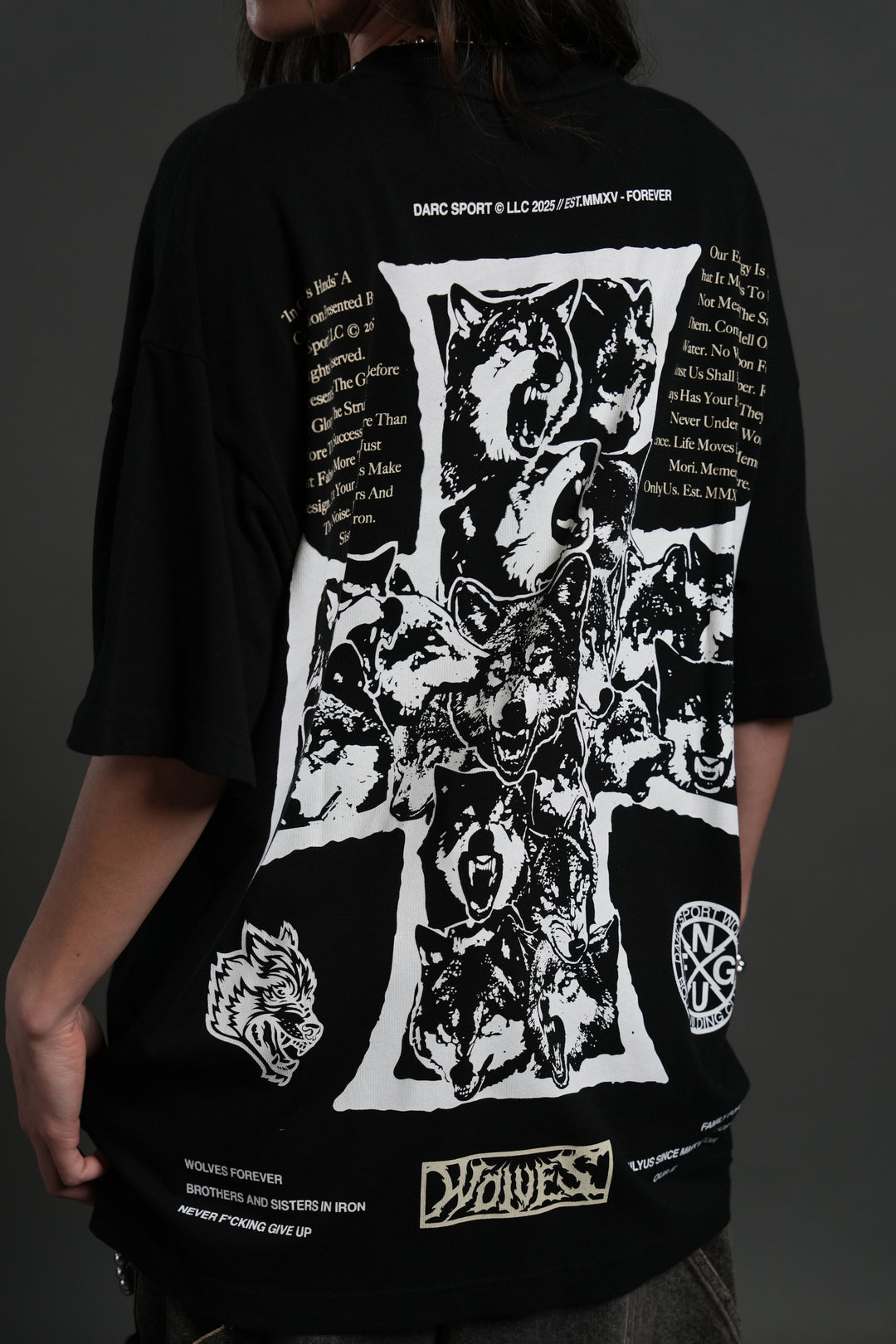 Iron Wolf Pack "Premium" Oversized Tee in Black