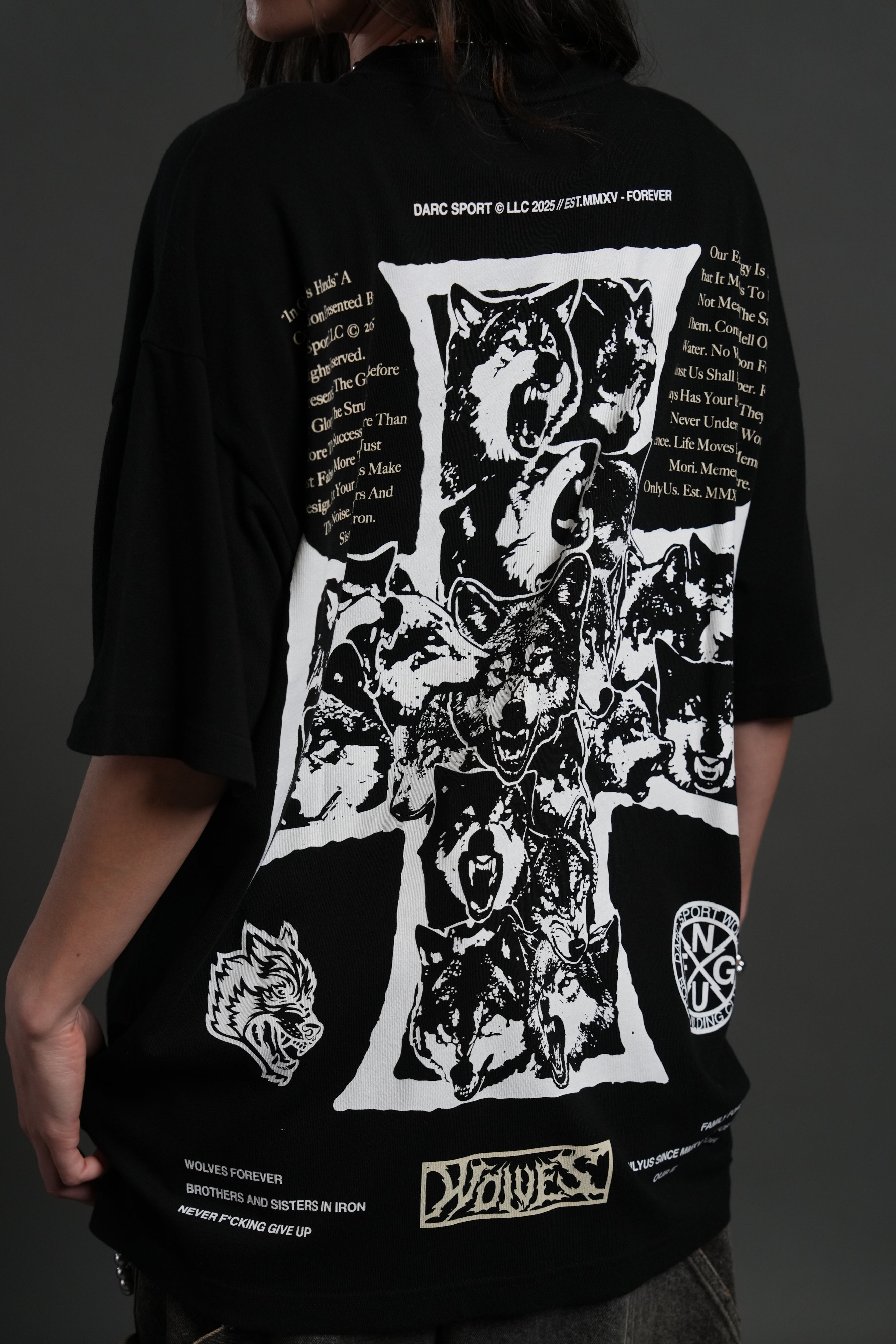 Iron Wolf Pack "Premium" Oversized Tee in Black