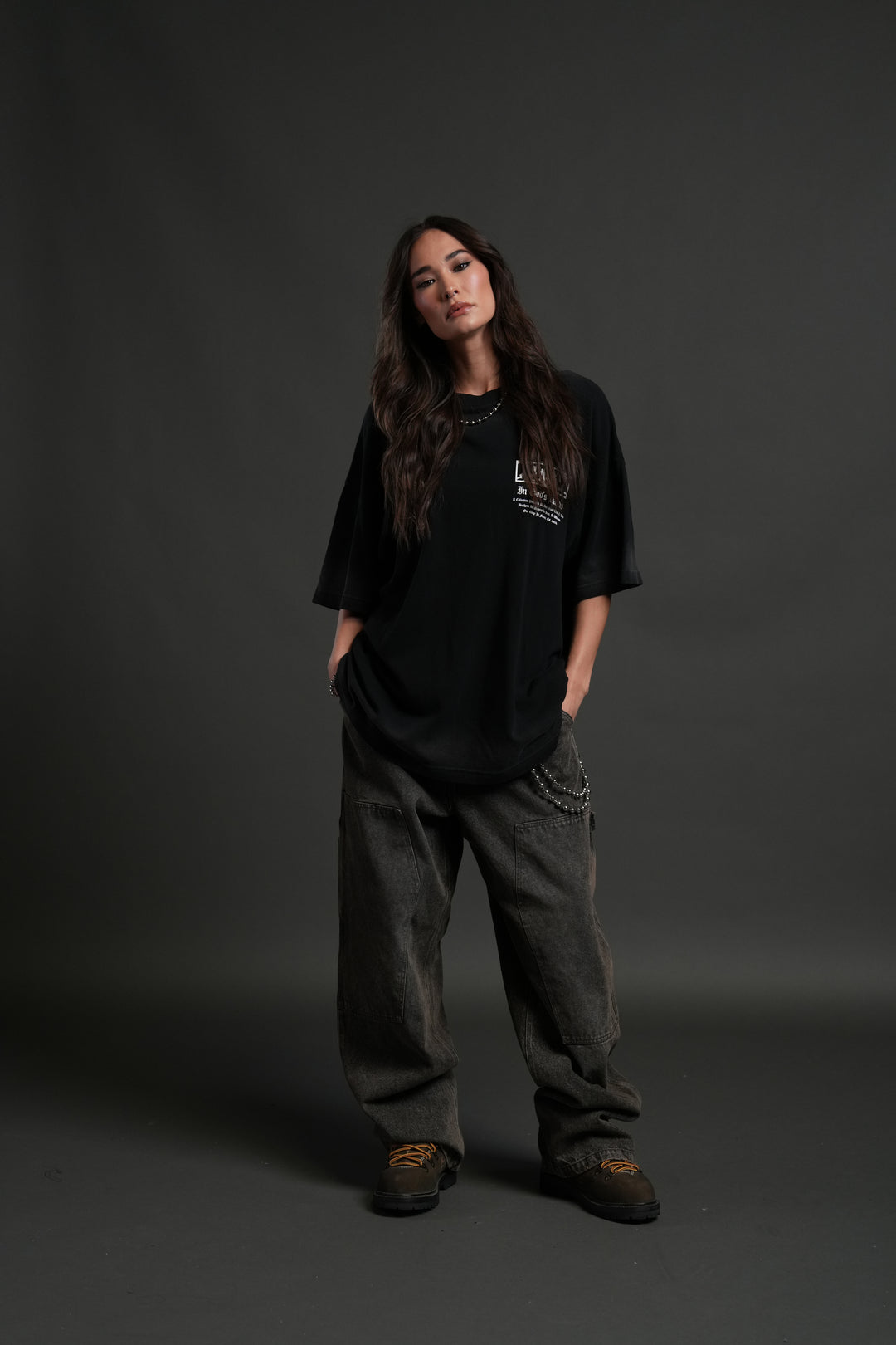 Midnight Horseman "Premium" Oversized Tee in Black Drift Wash