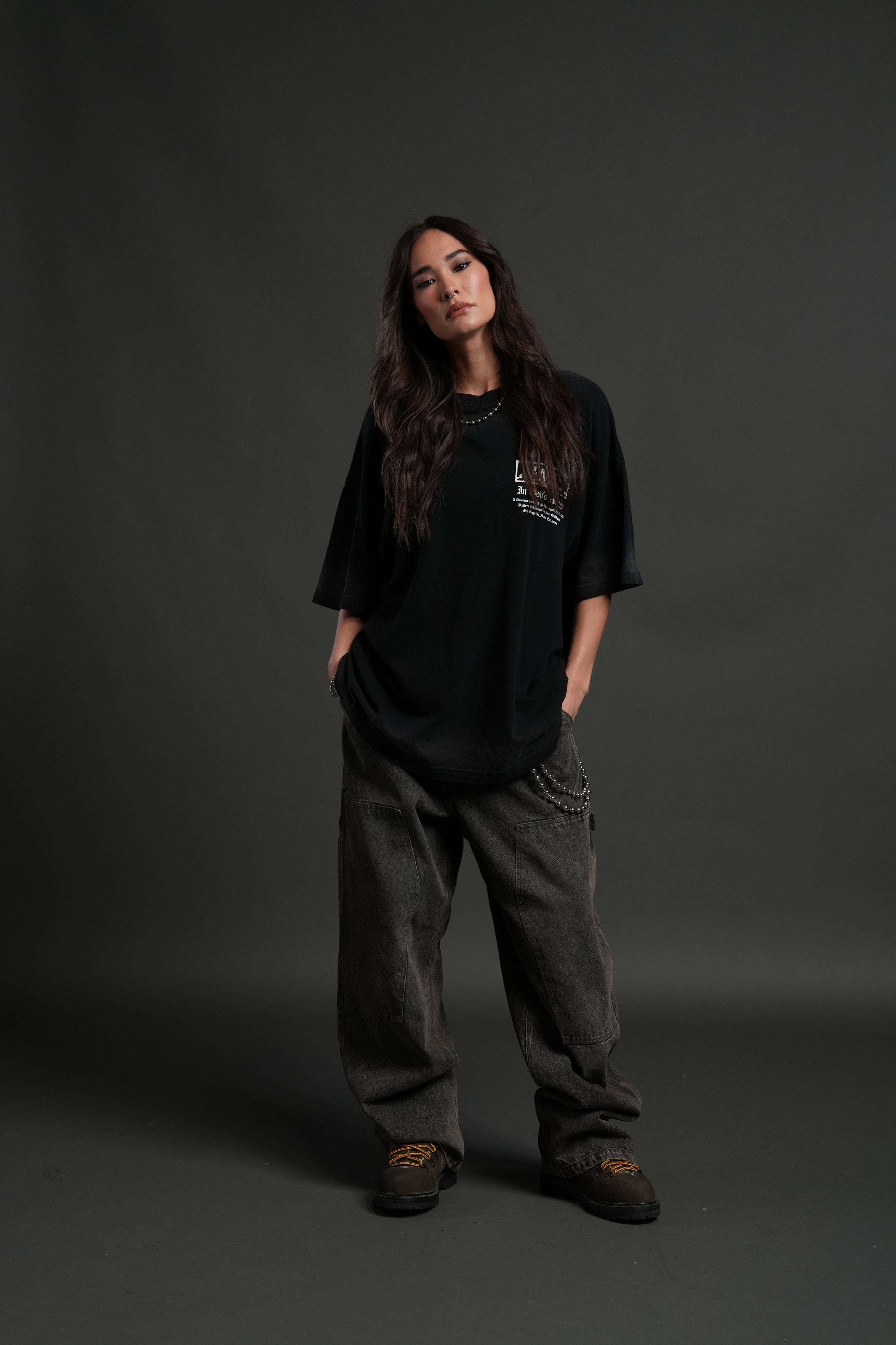 Midnight Horseman "Premium" Oversized Tee in Black Drift Wash