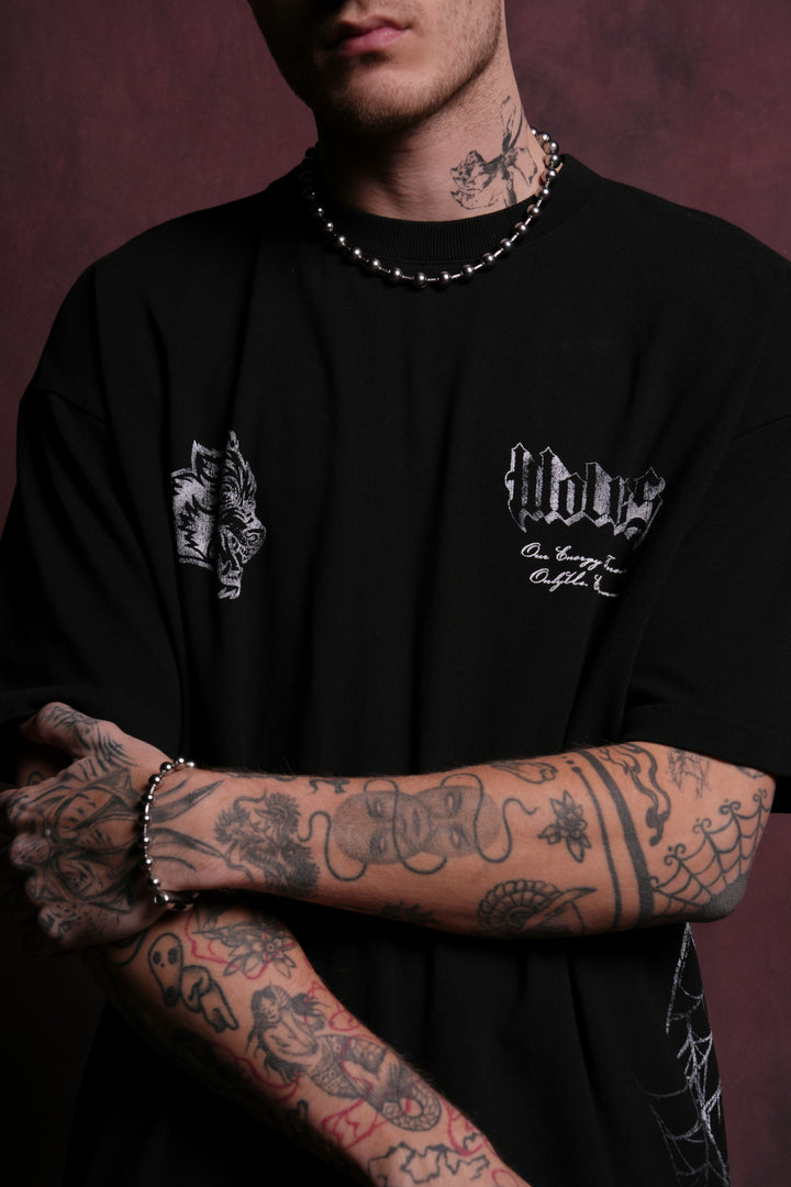 Spider-Man "Side By Side" Oversized Tee in Black