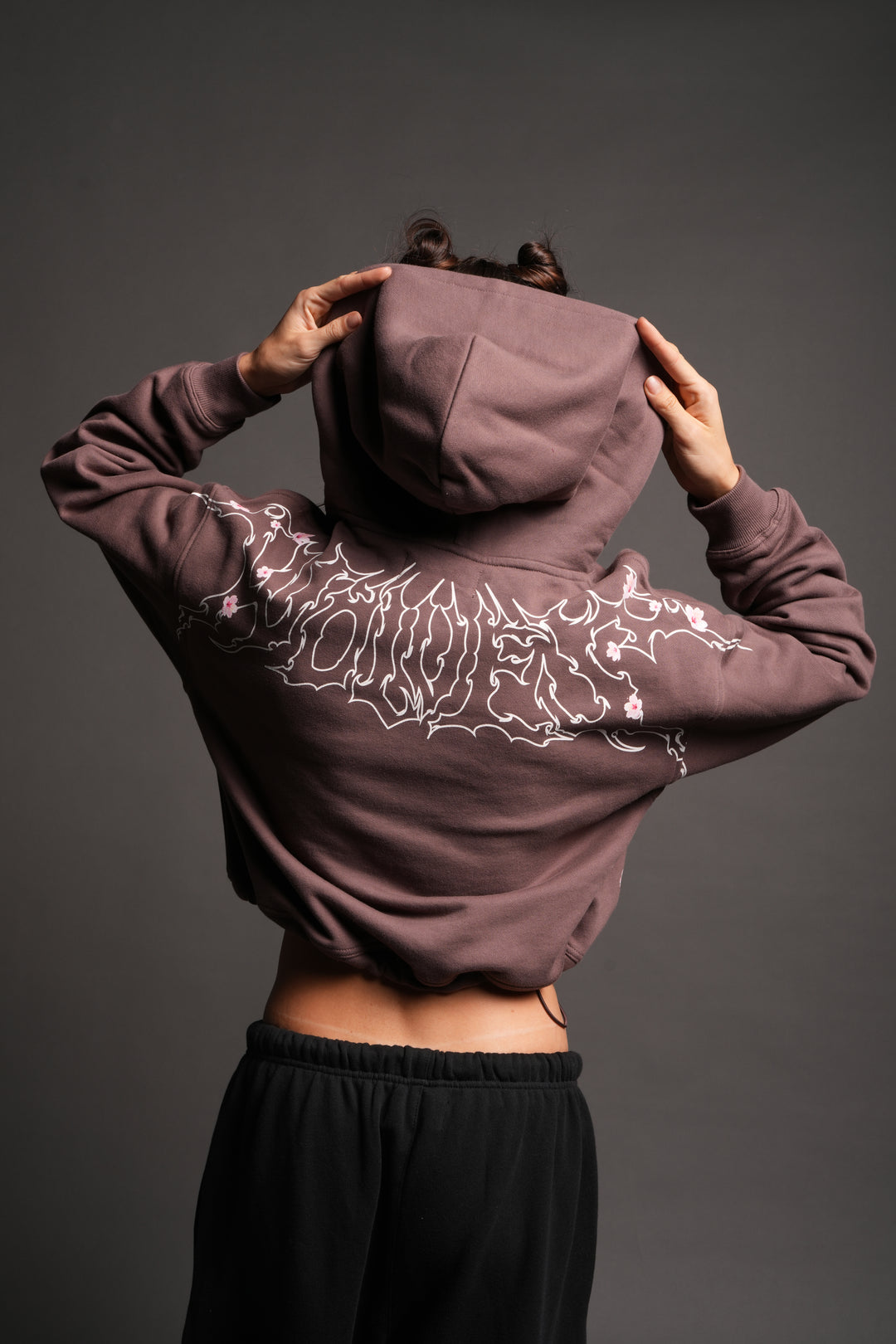 Sakura Hesh Dempsey Cropped Hoodie In Rose Taupe