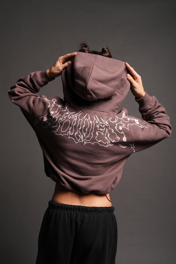 Sakura Hesh Dempsey Cropped Hoodie In Rose Taupe