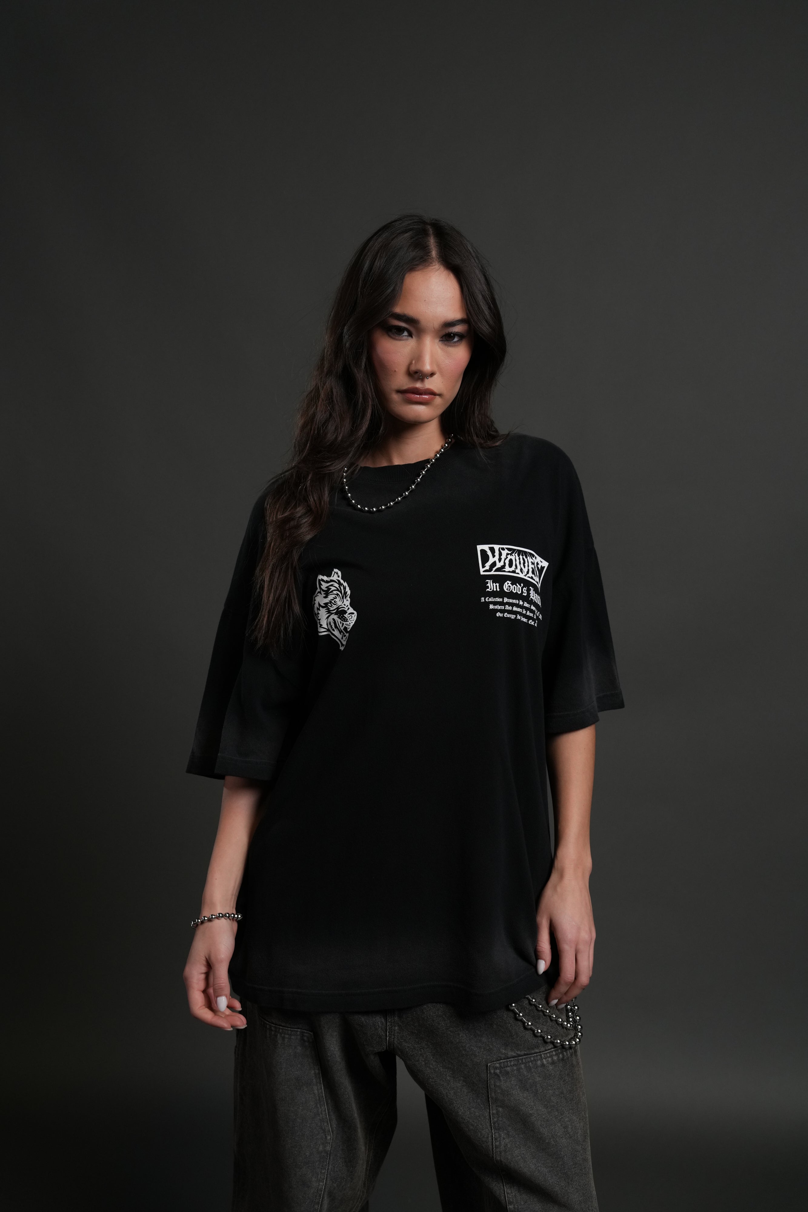 Midnight Horseman "Premium" Oversized Tee in Black Drift Wash