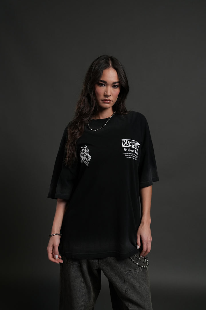 Midnight Horseman "Premium" Oversized Tee in Black Drift Wash