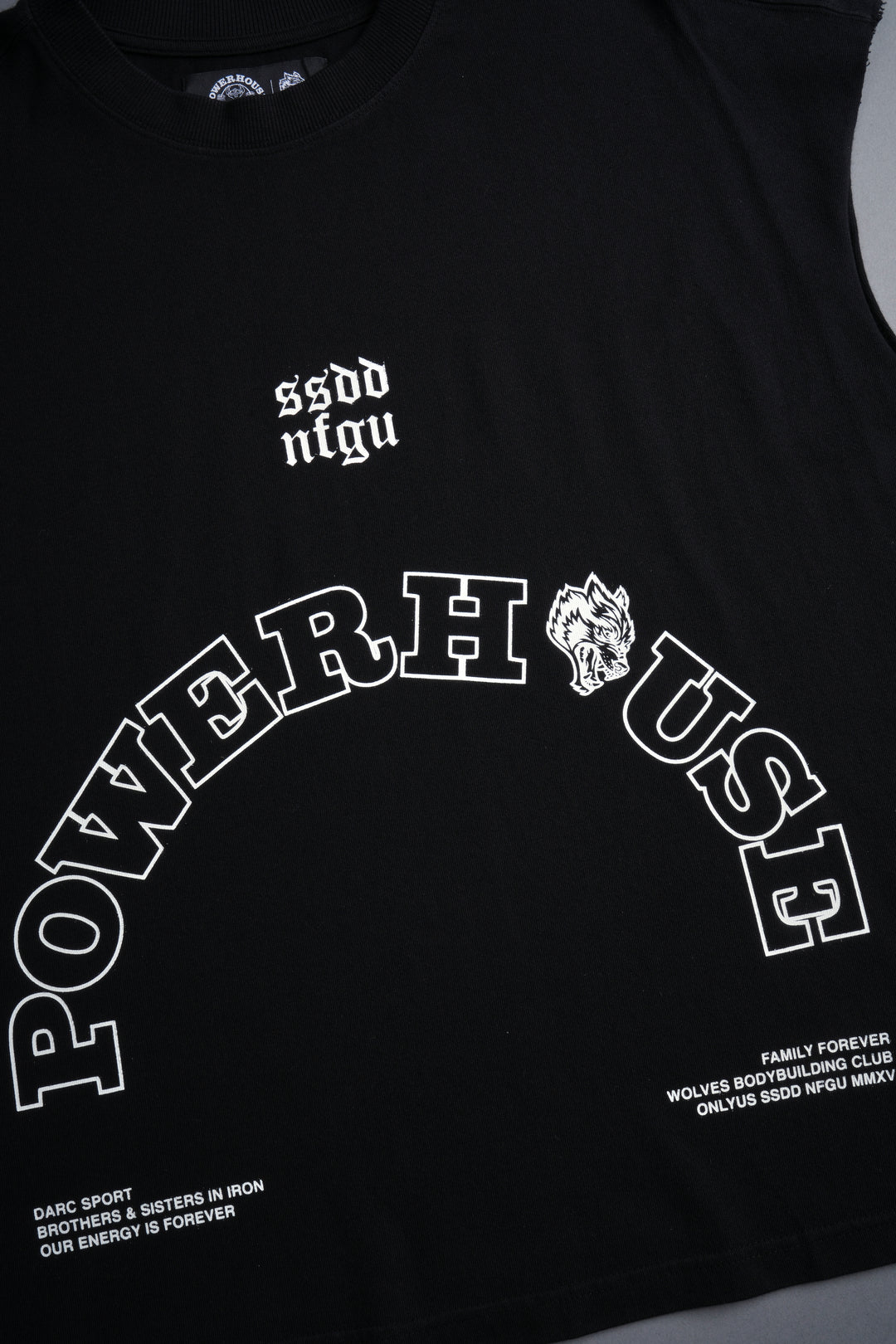 Powerhouse Wolves Premium "Box Cut" Muscle Tee in Black