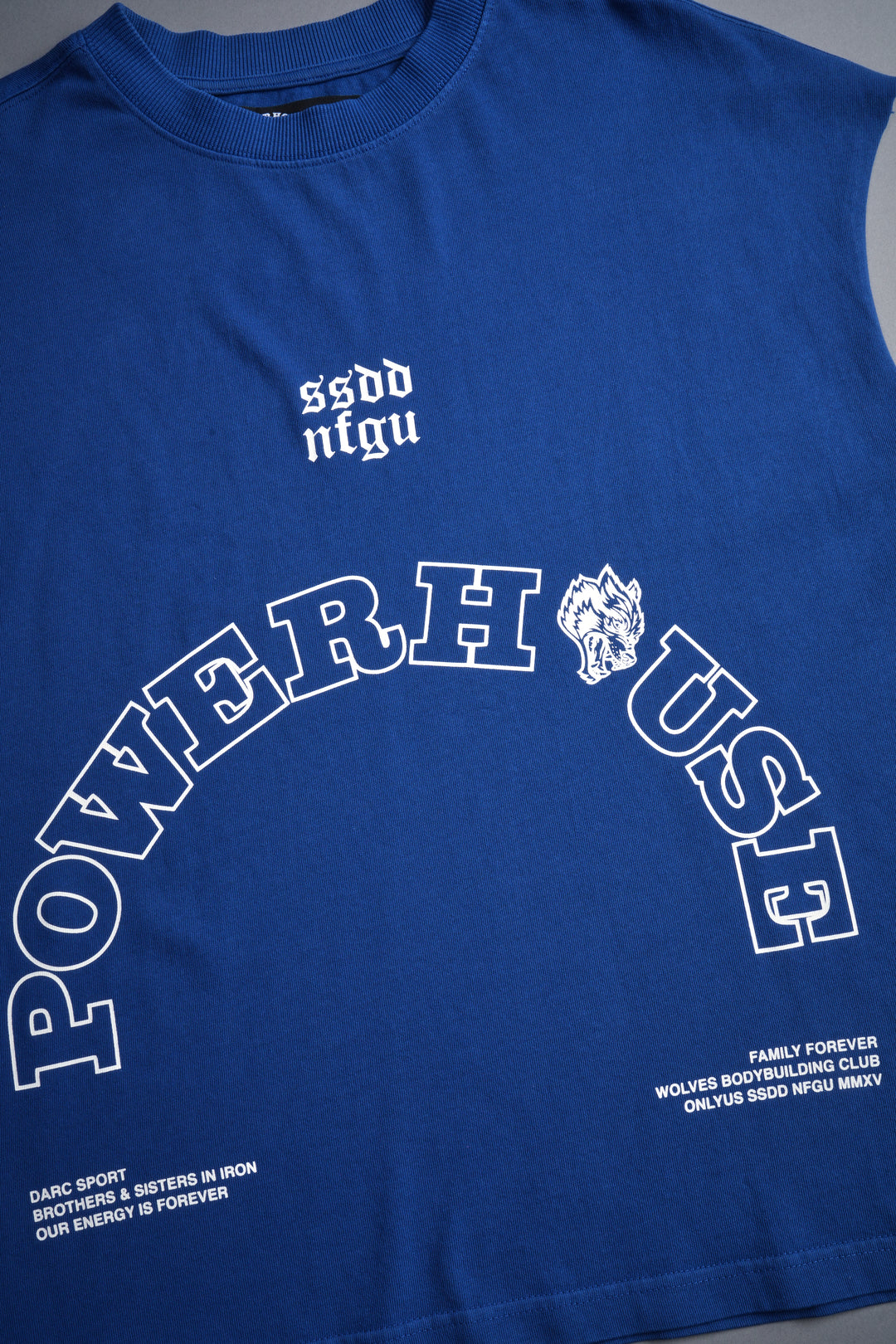 Powerhouse Wolves Premium "Box Cut" Muscle Tee in Darc Cobalt