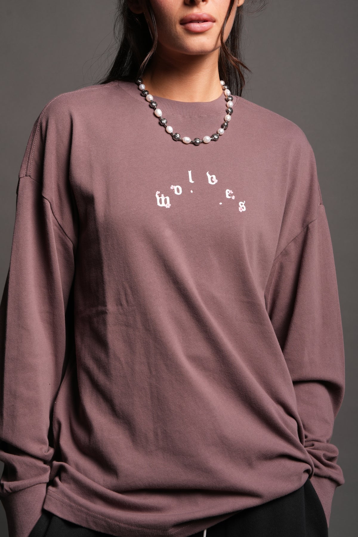 Sakura Pyramid Premium Ls Tee In Rose Taupe