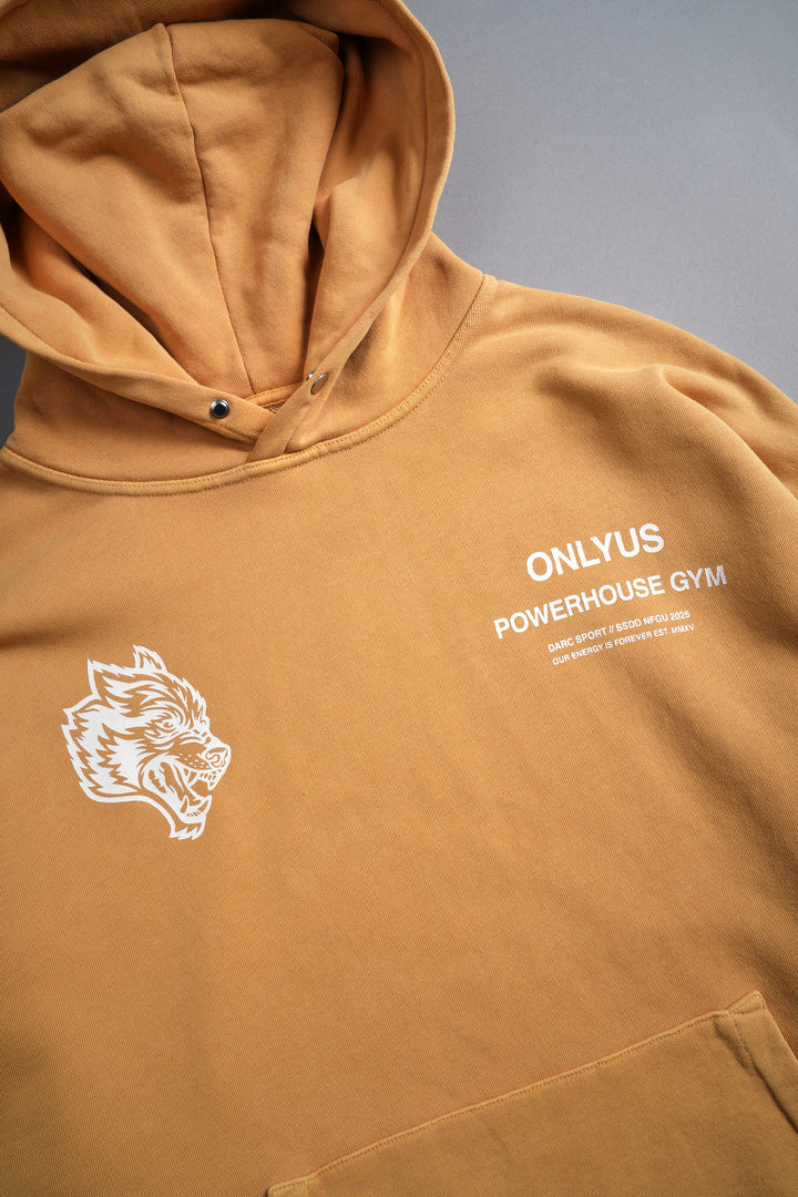 Only Us Gym Raw Hem "Box Cut" Pierce Hoodie in Golden Yellow