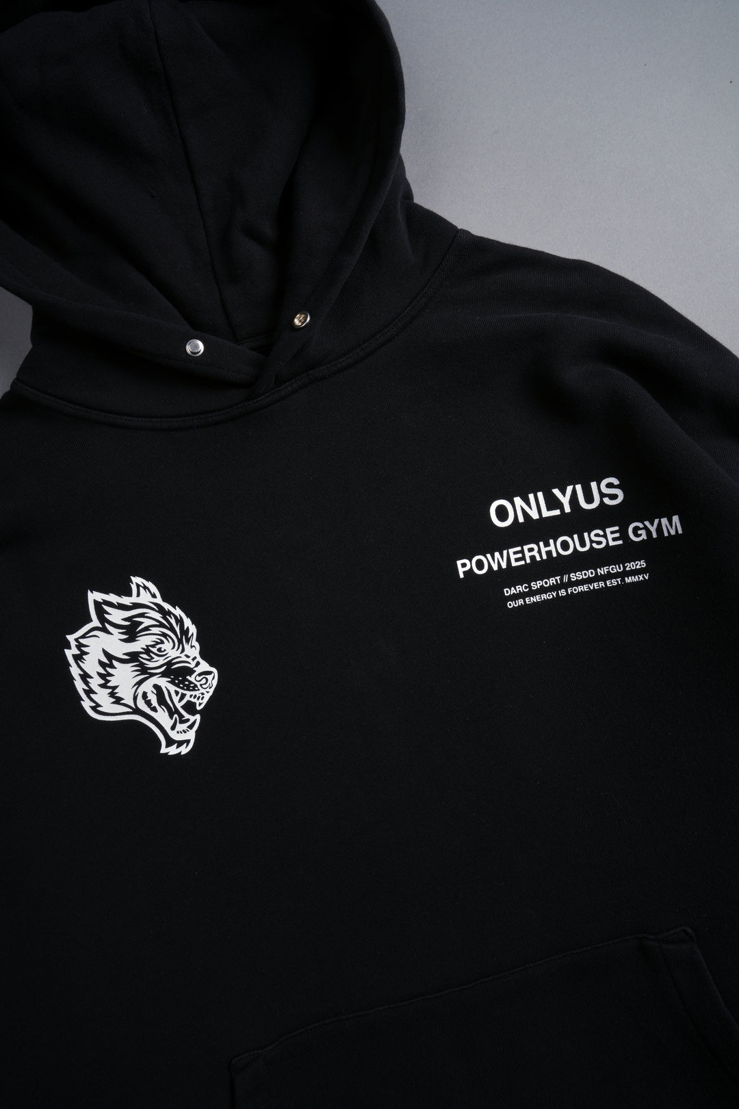 Only Us Gym Raw Hem "Box Cut" Pierce Hoodie in Black