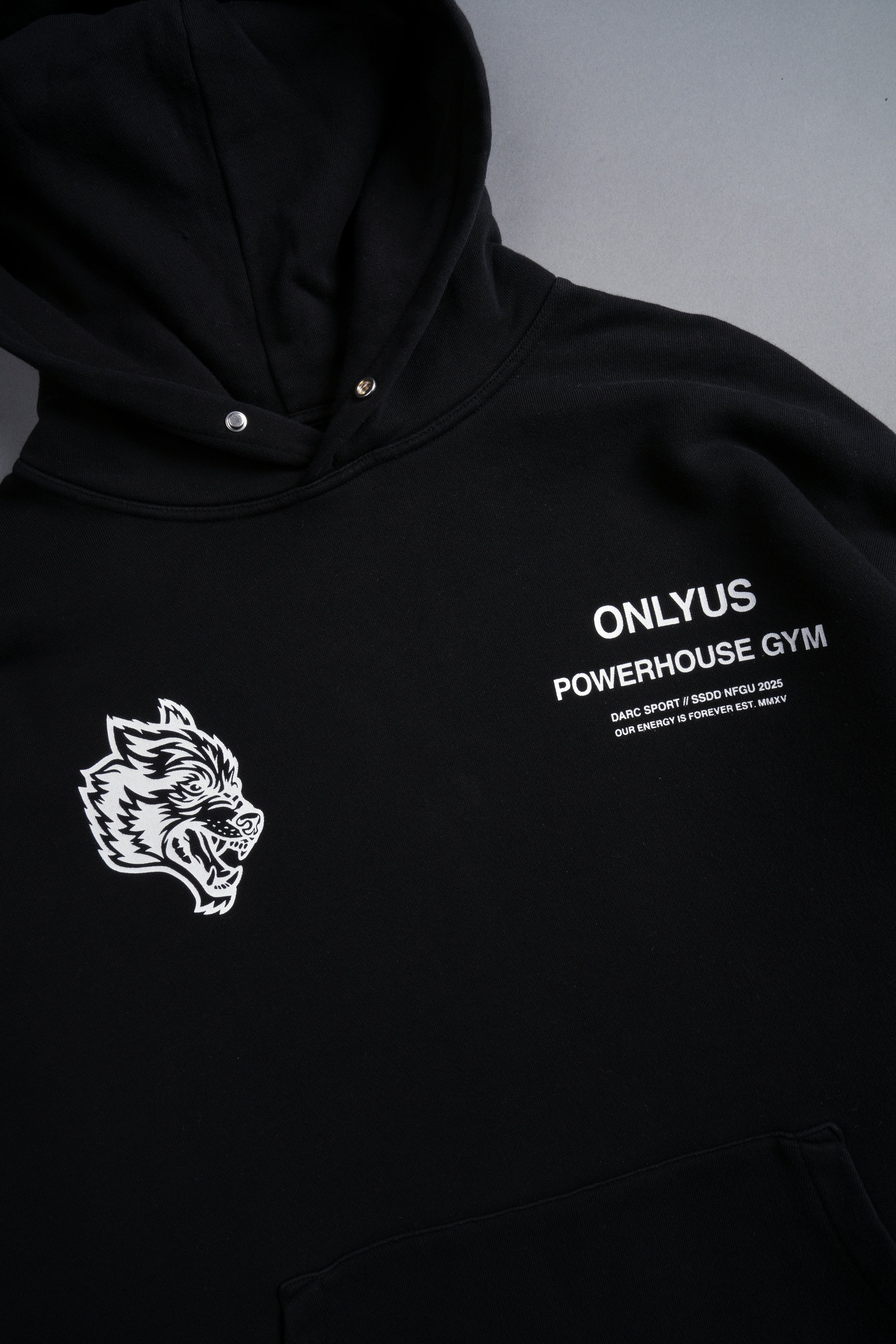 Only Us Gym Raw Hem "Box Cut" Pierce Hoodie in Black