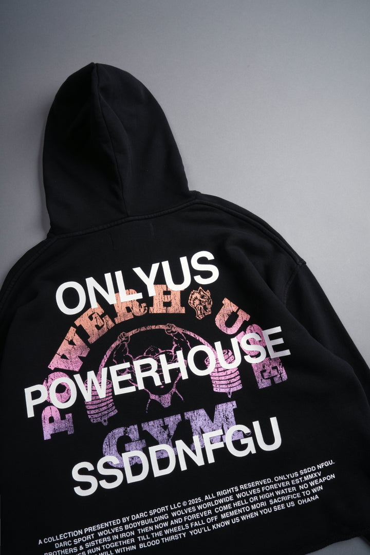 Only Us Gym Raw Hem "Box Cut" Pierce Hoodie in Black