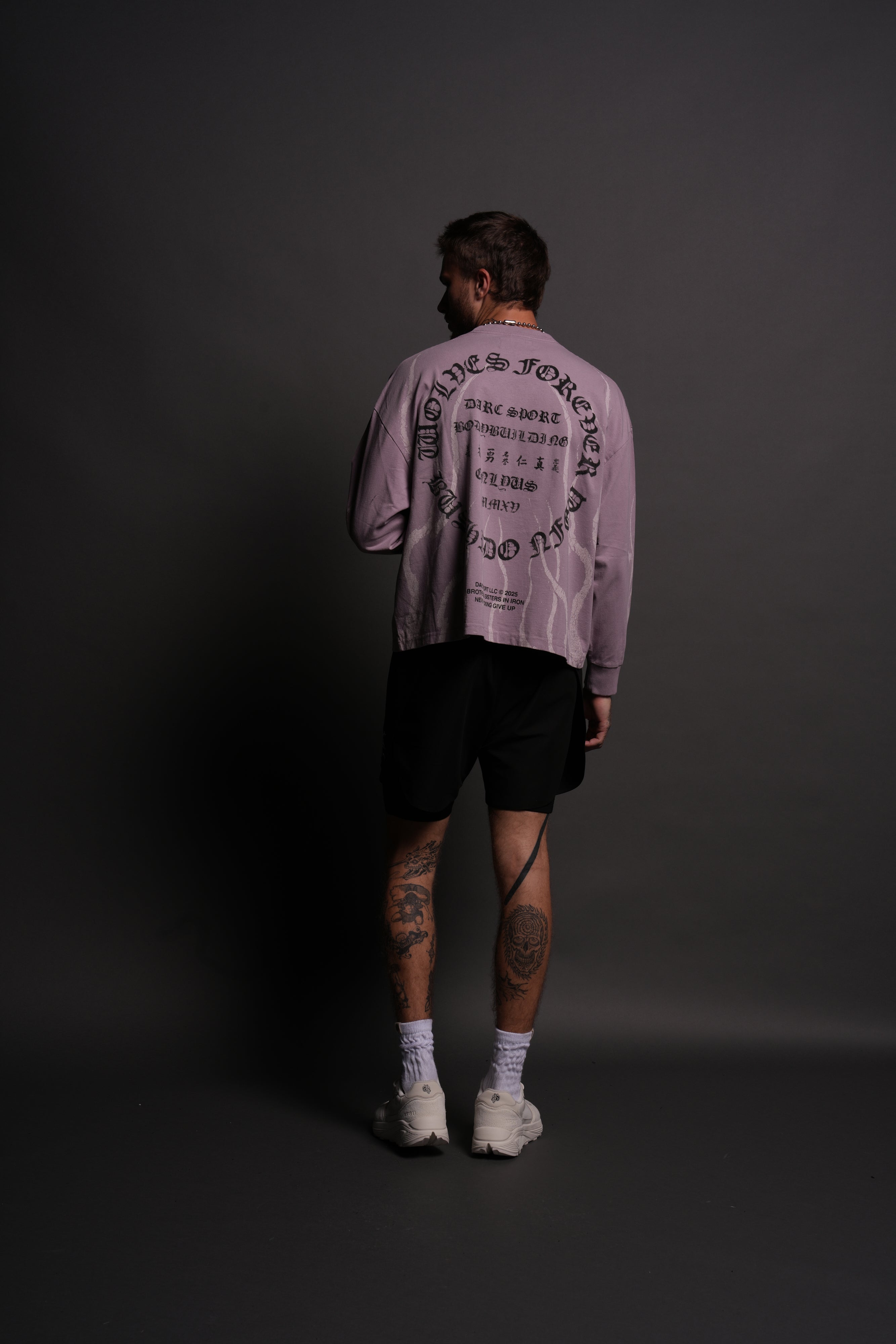 Warrior's Fire Grunge "Box Cut" L/S Tee in Purple Smoke