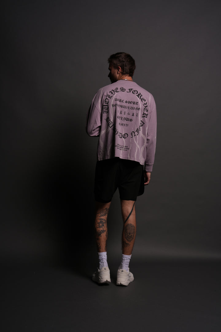 Warrior's Fire Grunge "Box Cut" L/S Tee in Purple Smoke