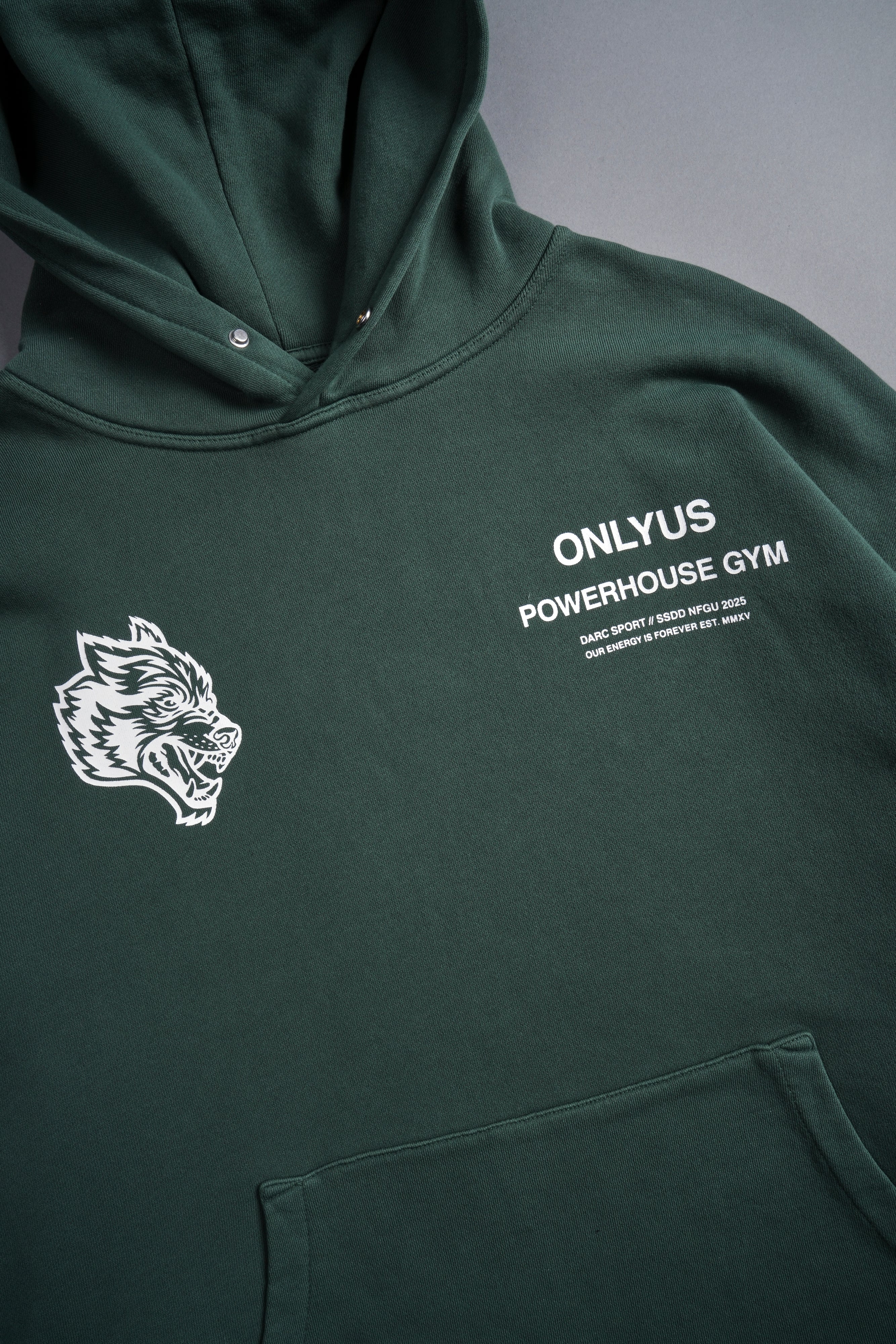 Only Us Gym Raw Hem "Box Cut" Pierce Hoodie in Norse Green