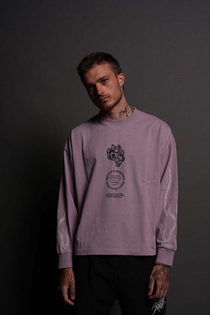 Warrior's Fire Grunge "Box Cut" L/S Tee in Purple Smoke