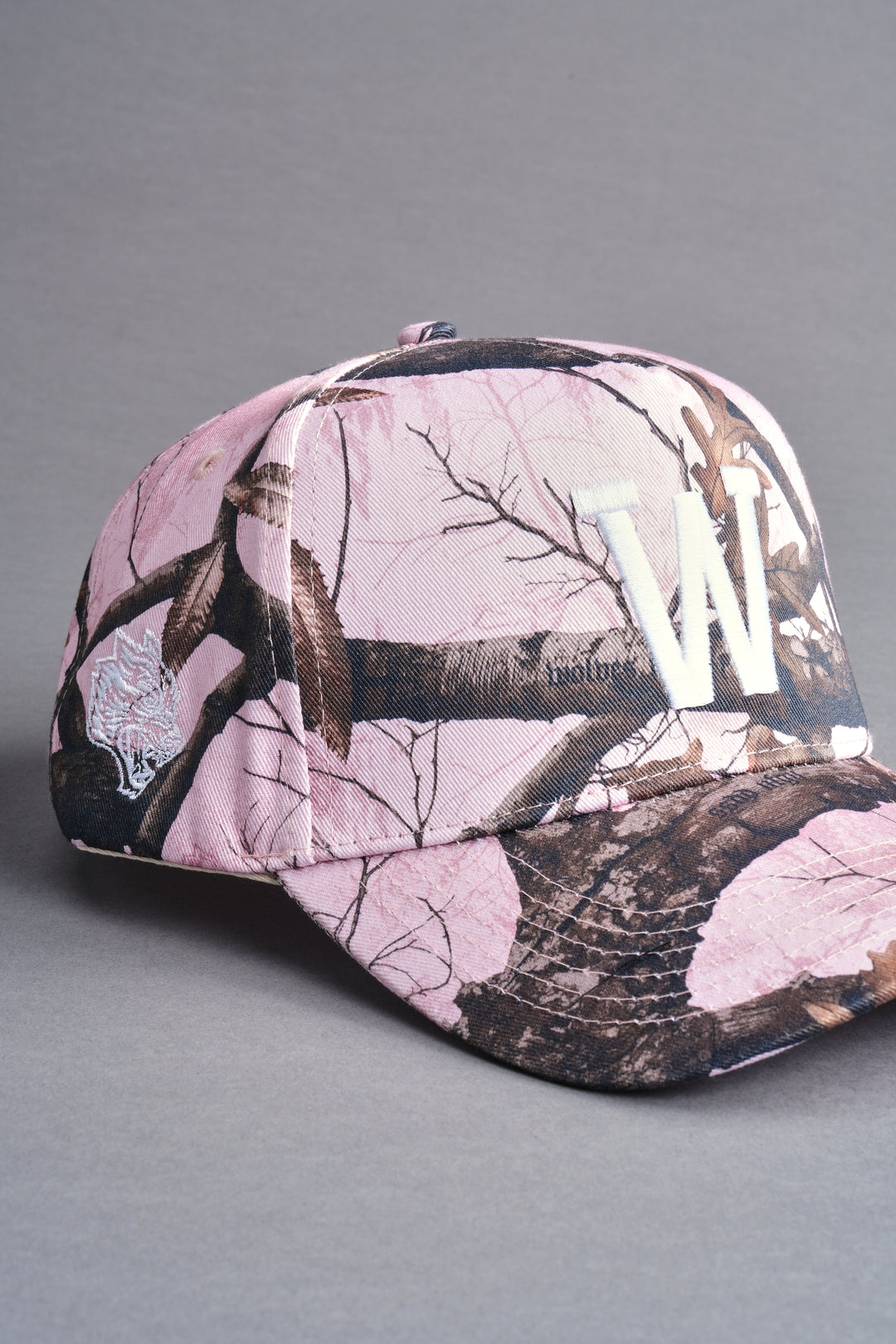 W No Weapon 5 Panel Hat in Brown/Light Mauve Woodland Camo