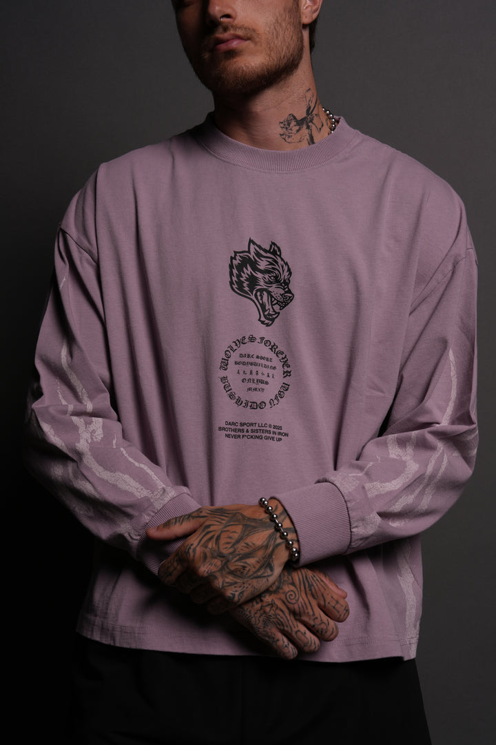 Warrior's Fire Grunge "Box Cut" L/S Tee in Purple Smoke