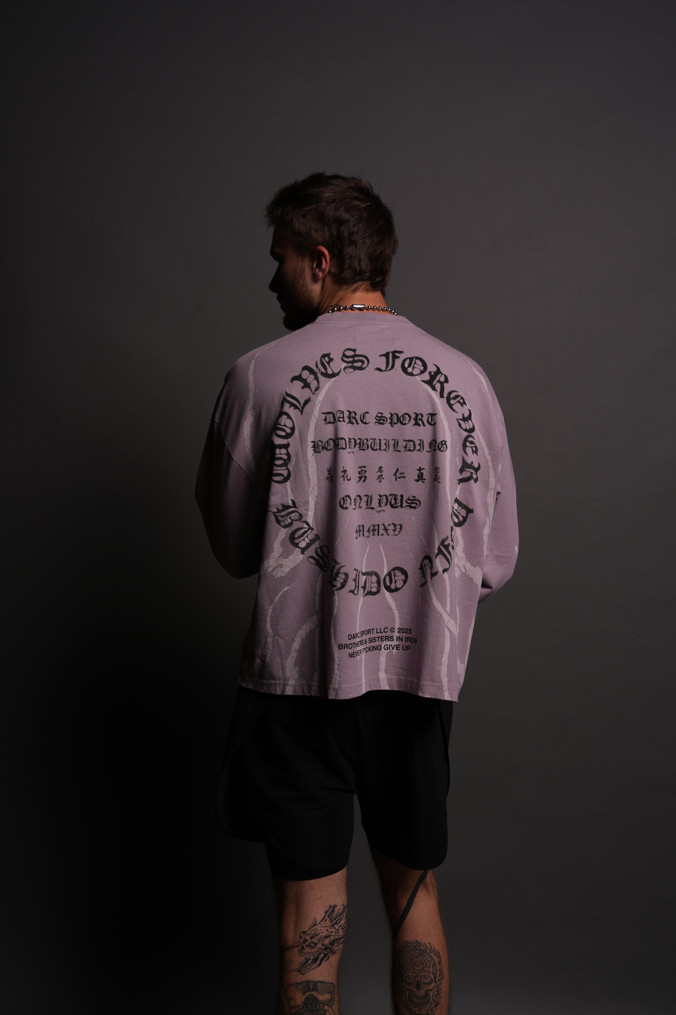 Warrior's Fire Grunge "Box Cut" L/S Tee in Purple Smoke