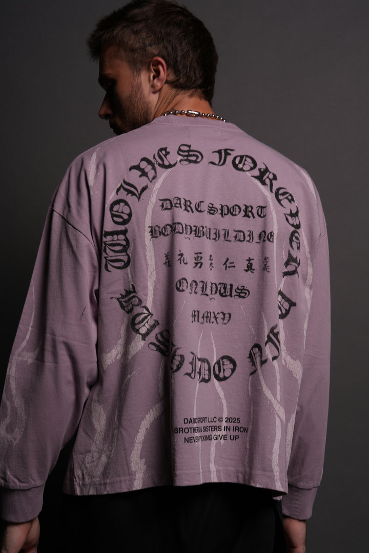 Warrior's Fire Grunge "Box Cut" L/S Tee in Purple Smoke