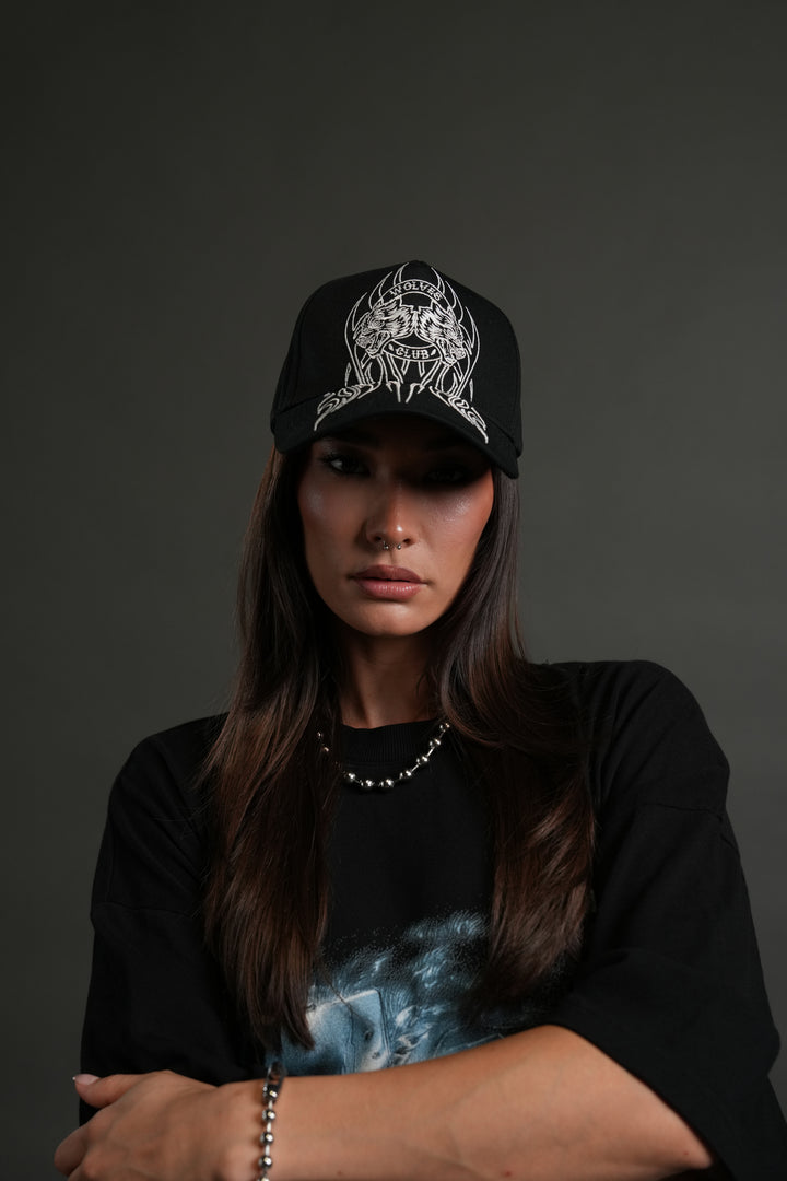 Finite Flame 5 Panel Hat in Black