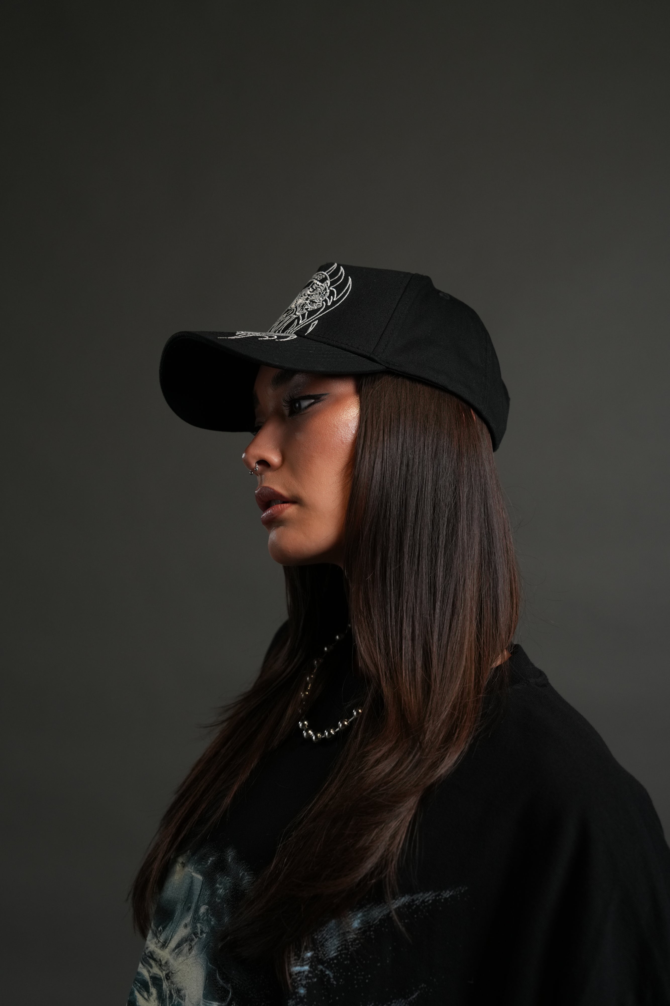 Finite Flame 5 Panel Hat in Black