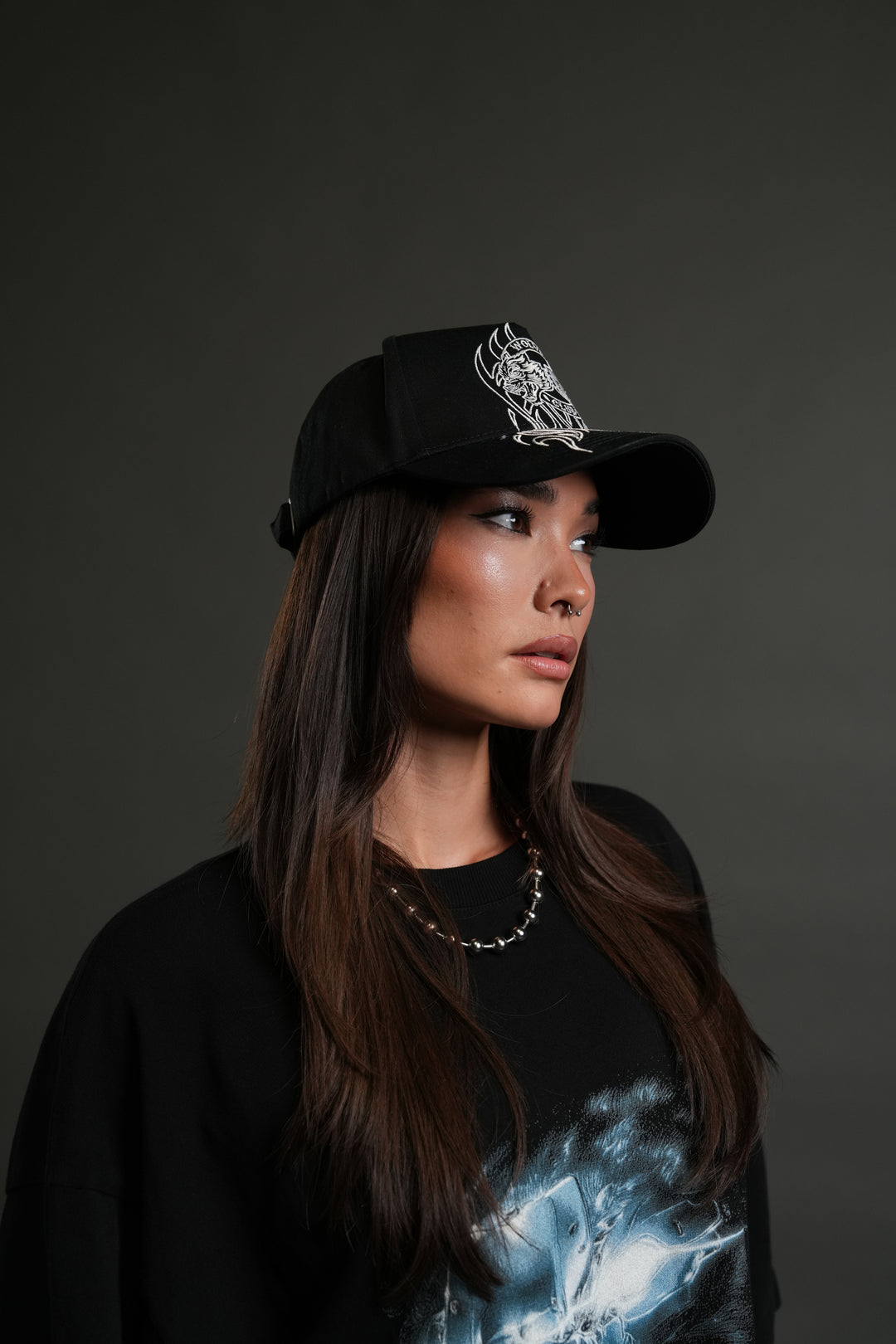 Finite Flame 5 Panel Hat in Black